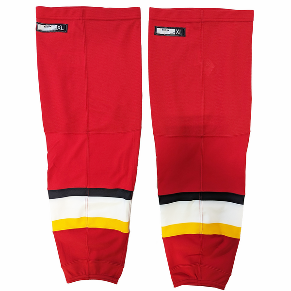 AHL - Used CCM Hockey Socks - Stockton Heat (Red/White/Yellow)