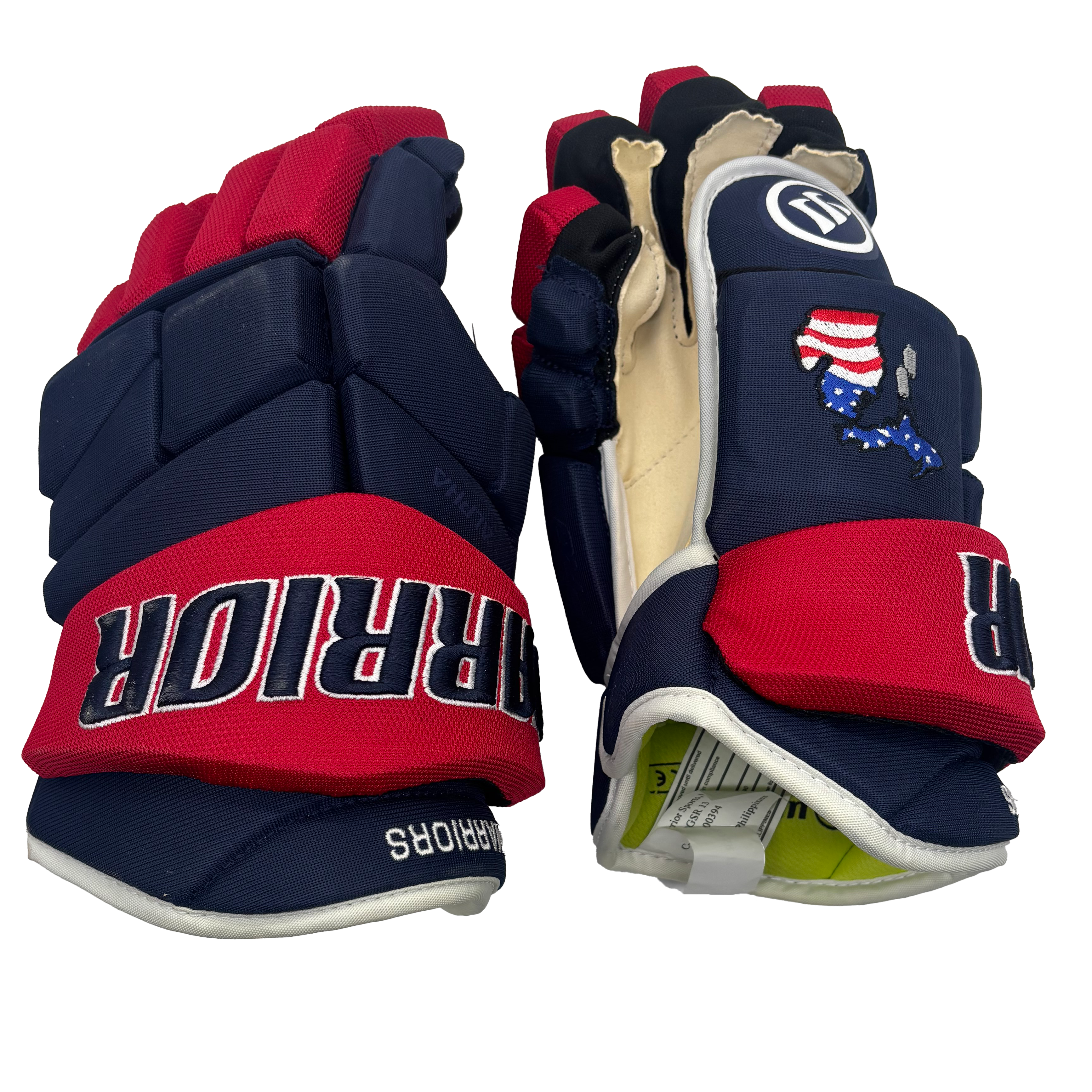 Warrior Alpha Pro Hockey Gloves - Senior - Navy/Red/White