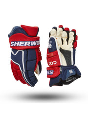 Sherwood Code Encrypt Pro - Retail Hockey Glove - Senior (Navy/Red/White)
