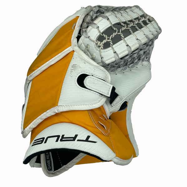 True Catalyst PX3 - Used Pro Stock Goalie Glove (White/Yellow/Black)