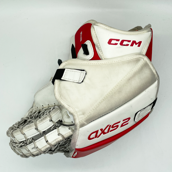 CCM Axis 2 - Used Pro Stock Goalie Glove (White/Red)