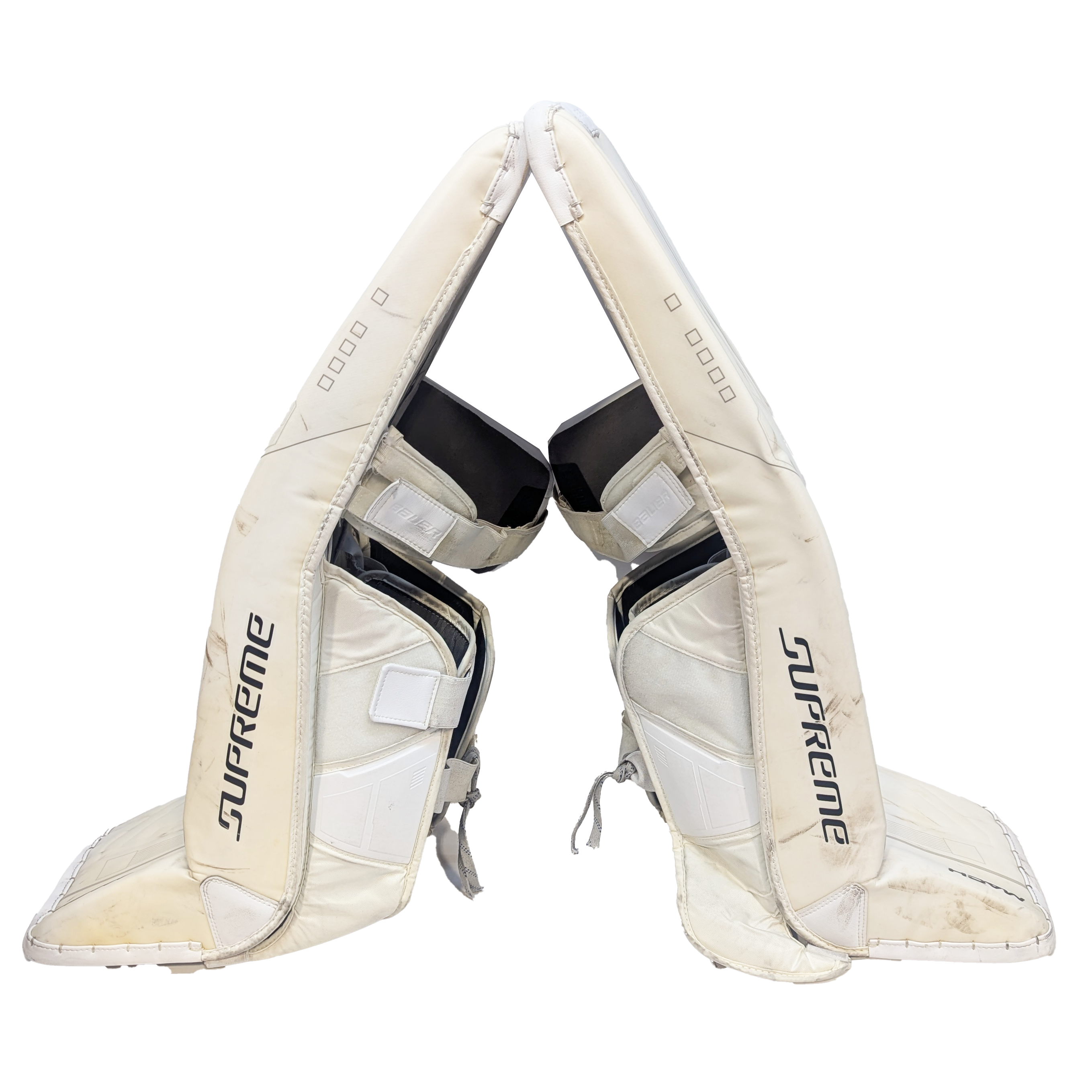 Bauer Supreme Mach - USHL Used Pro Stock Goalie Pads (White/Black)