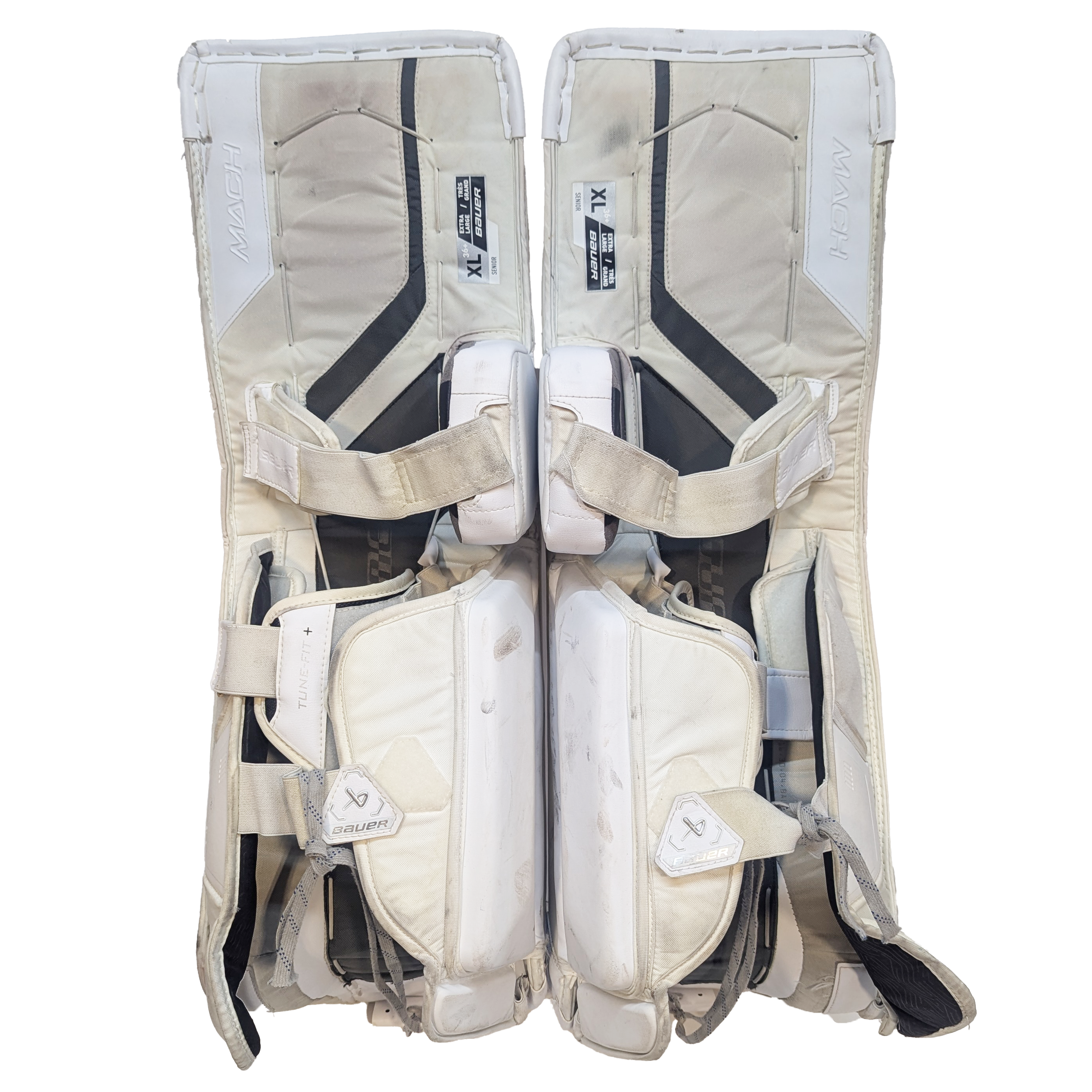Bauer Supreme Mach - USHL Used Pro Stock Goalie Pads (White/Black)