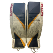 CCM Extreme Flex 6 - Jambières de gardien Pro Stock usagées (Blanc/Bleu Marine/Jaune)