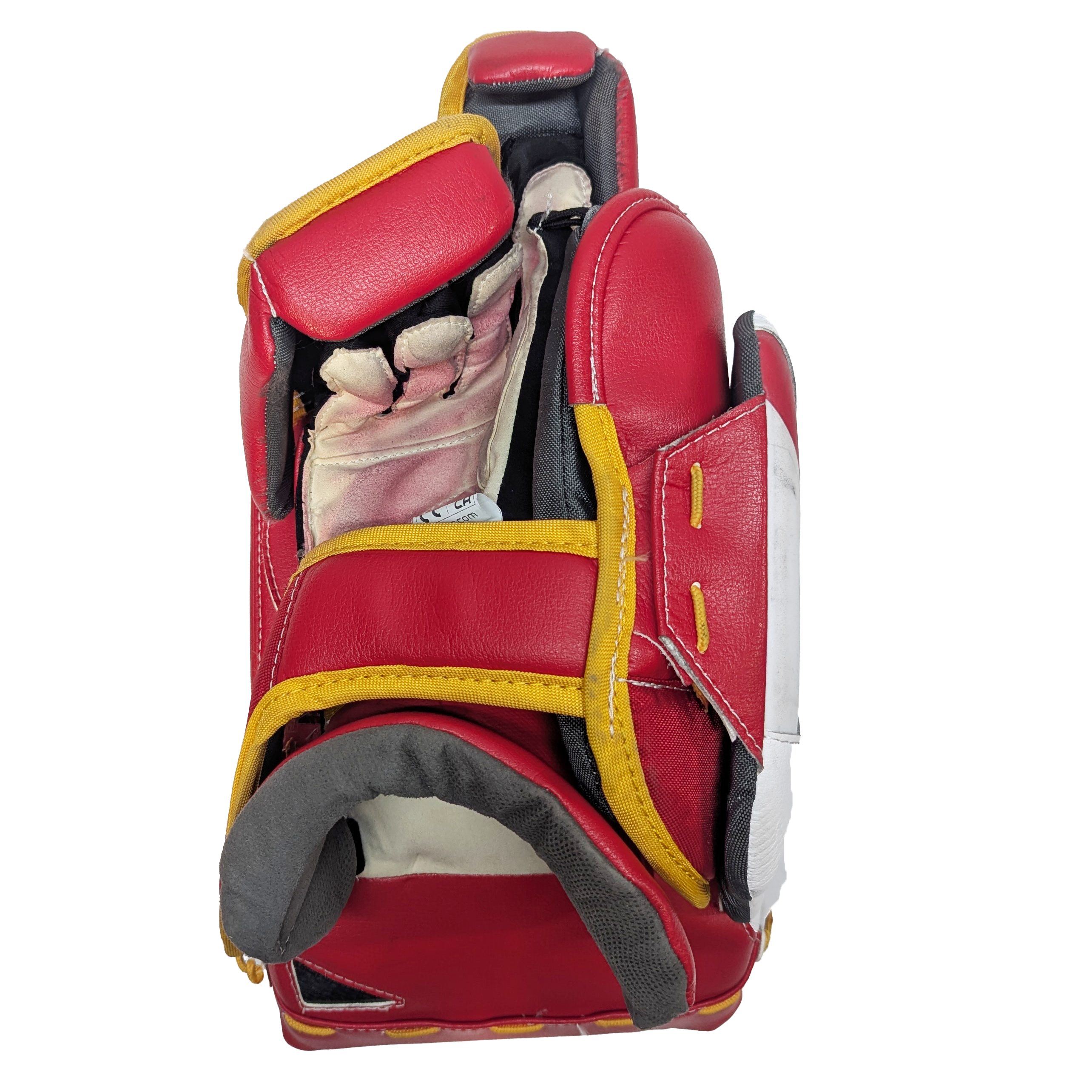 Bauer Supreme Shadow - Used AHL Pro Stock Goalie Full Set (White/Red/Yellow)