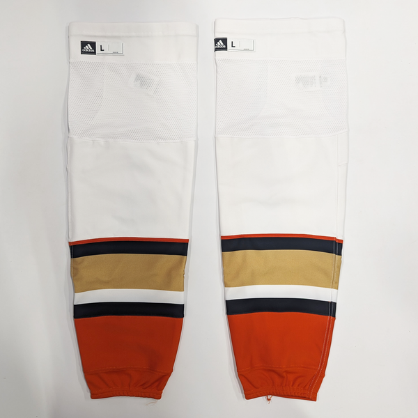 NHL Pro Stock Used Adidas Hockey Socks - Anaheim Ducks (White)