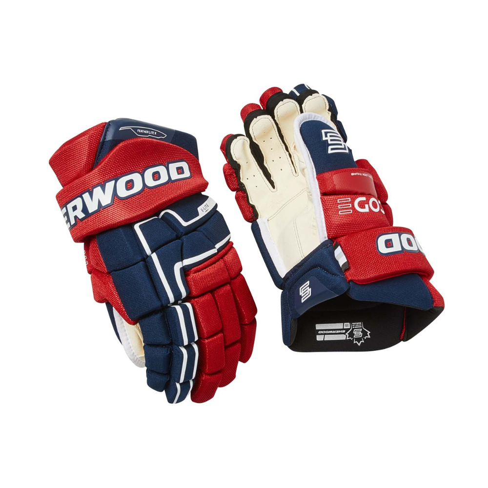 Sherwood Code Encrypt 1 - Retail Hockey Glove - Senior (Navy/Red/White)