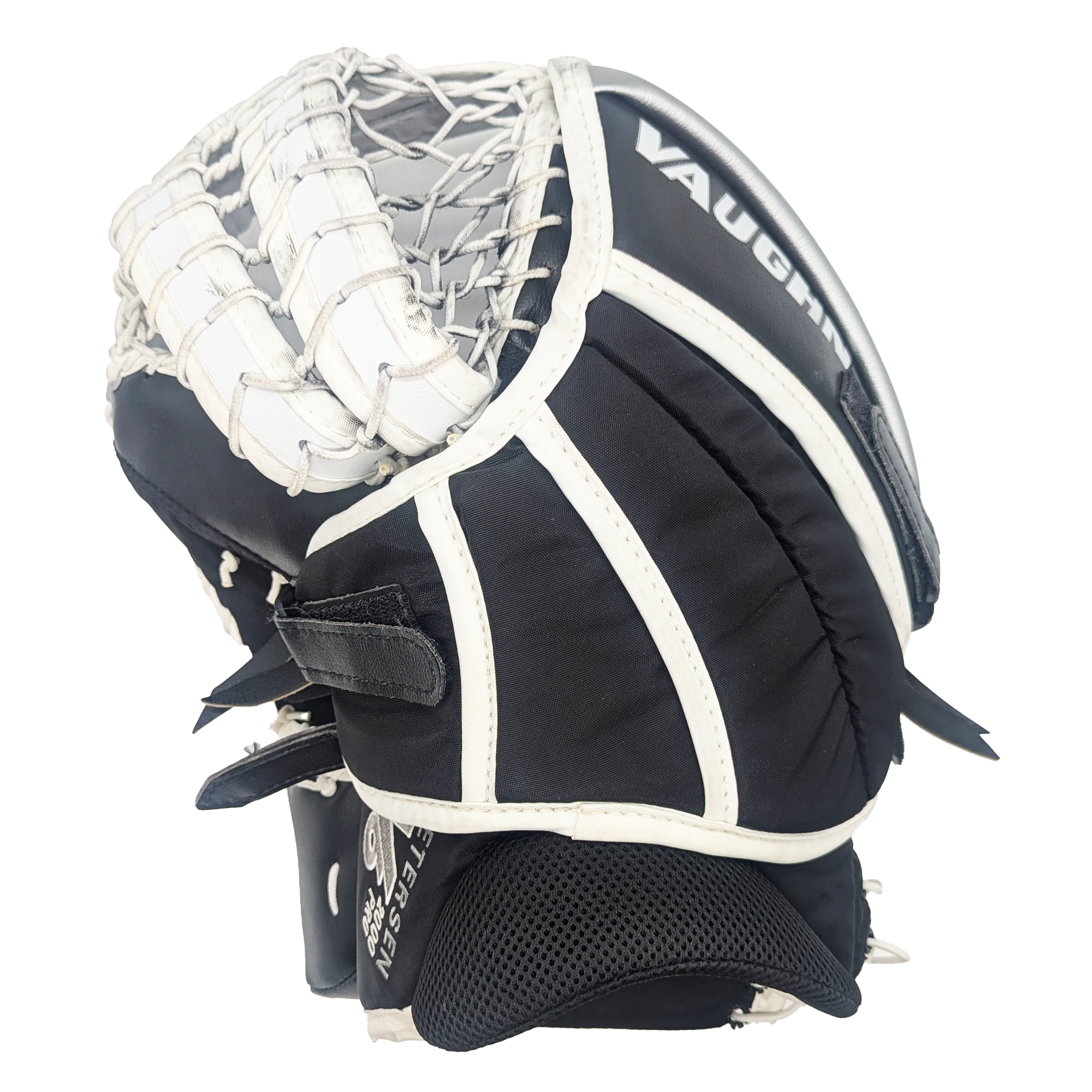 Vaughn V6 2000 Pro - Used Pro Stock Goalie Glove Full Right (White/Black)