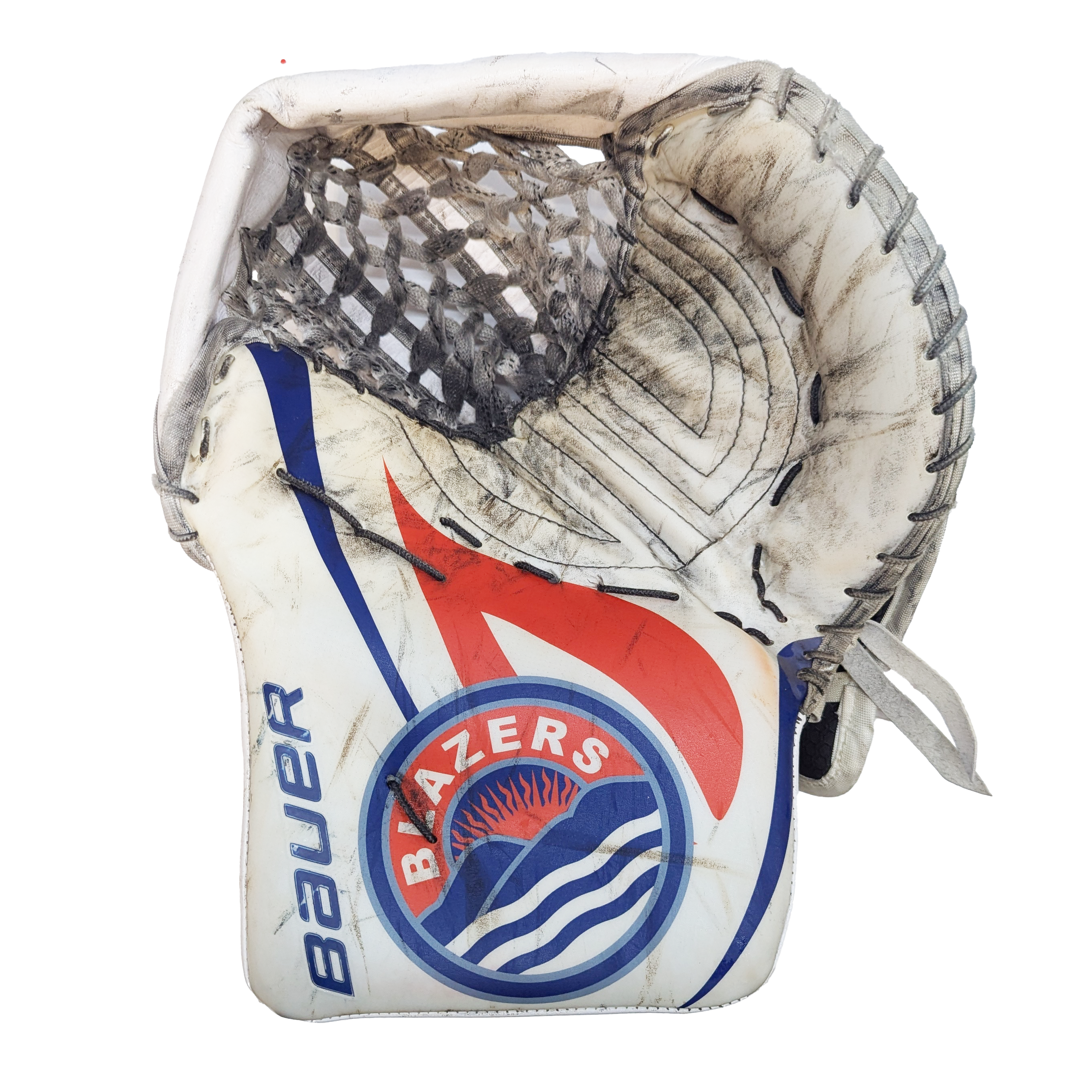 Bauer Vapor Hyperlite - Used WHL Pro Stock Goalie Trapper (White/Navy/