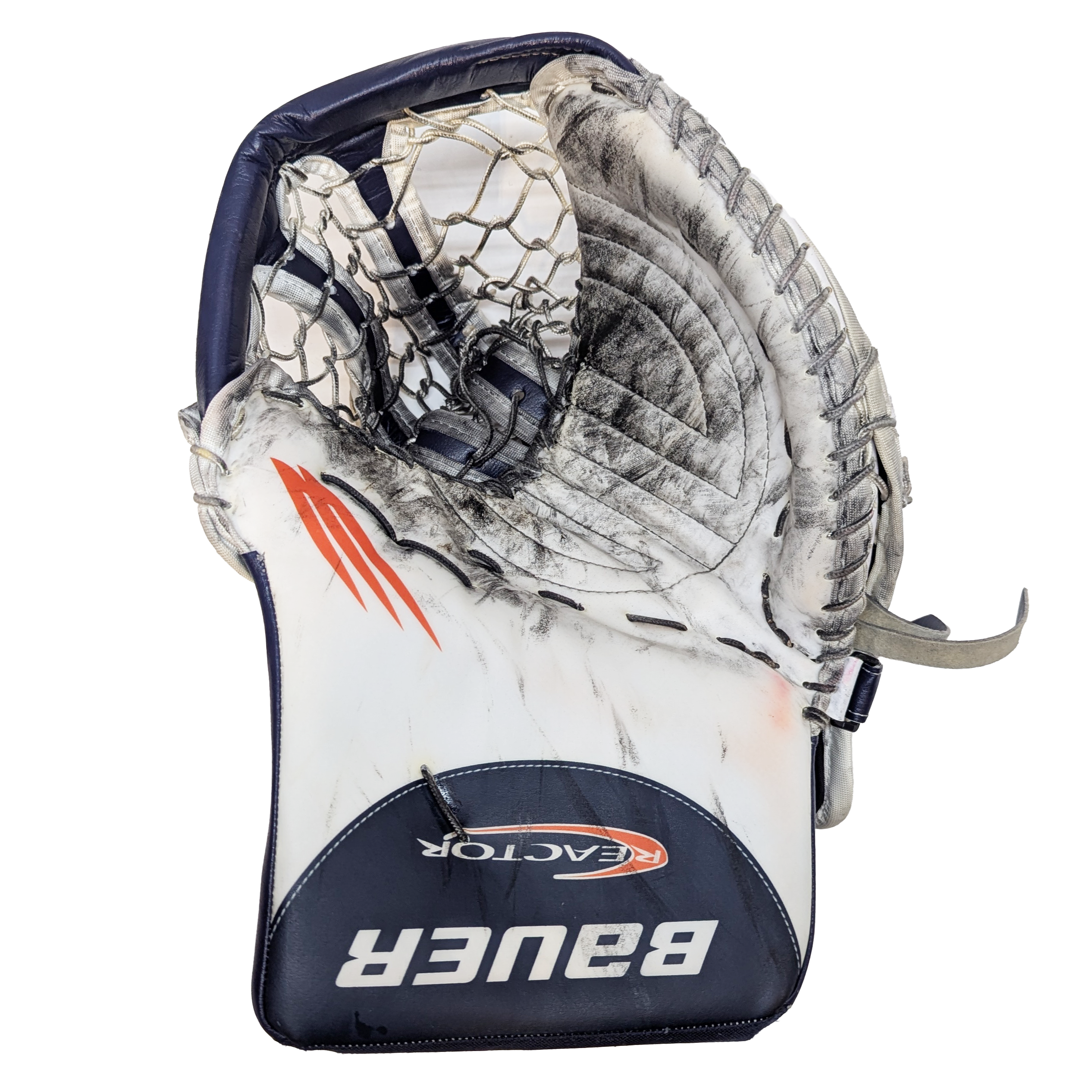 Bauer Vapor Hyperlite - Used WHL Pro Stock Goalie Trapper (White/Navy/