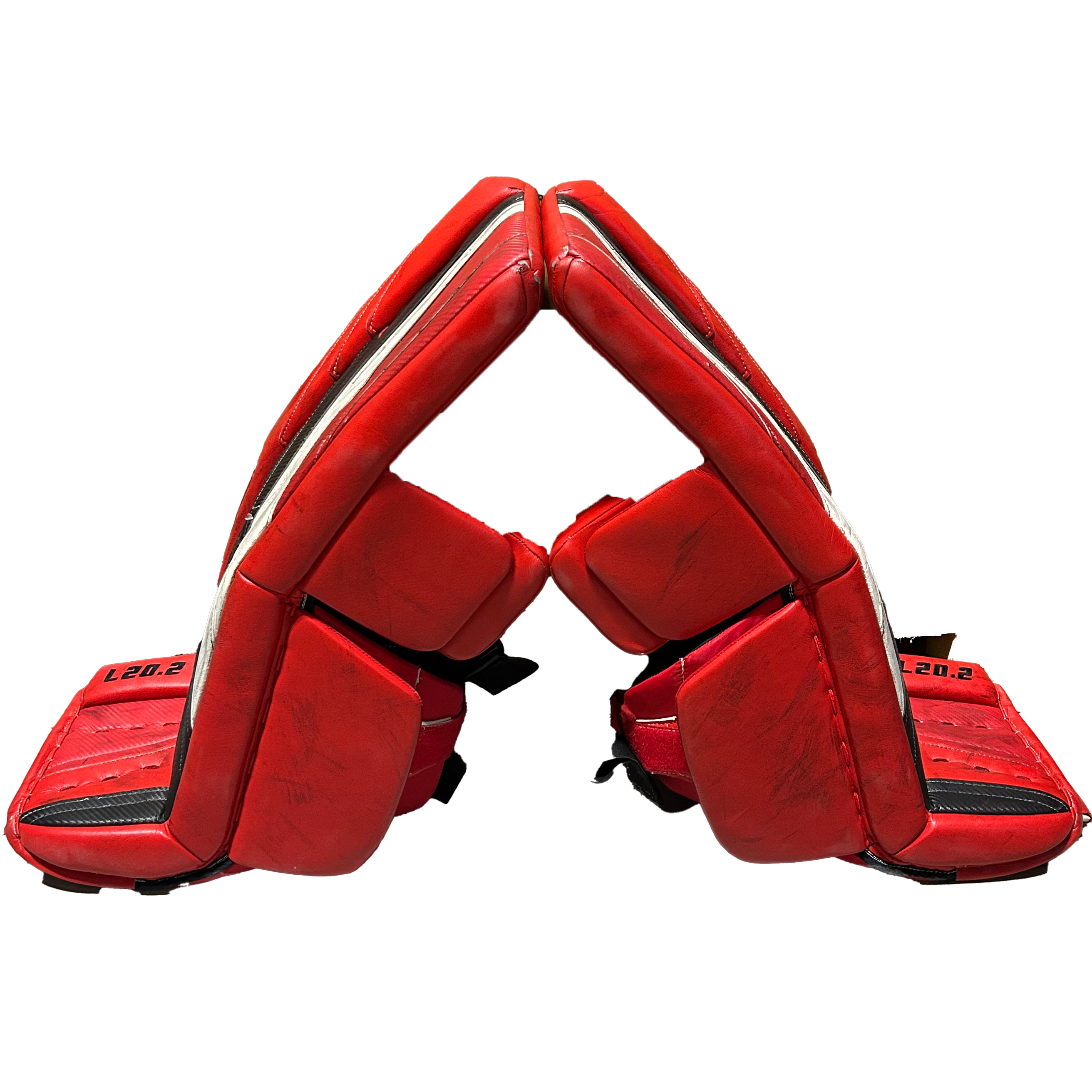 TRUE L20.2 - Used Pro Stock Goalie Pad Set (Red/Black/White)