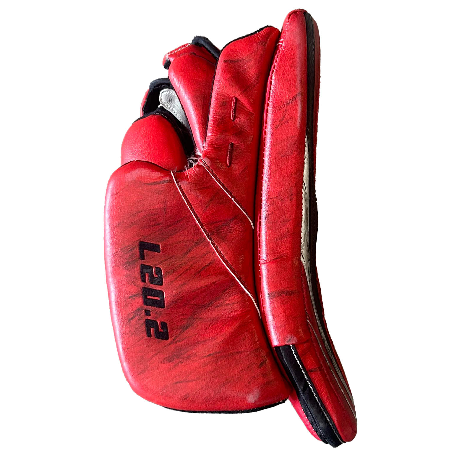 True L20.2 - Used Pro Stock Goalie Blocker (Red/Black/White)
