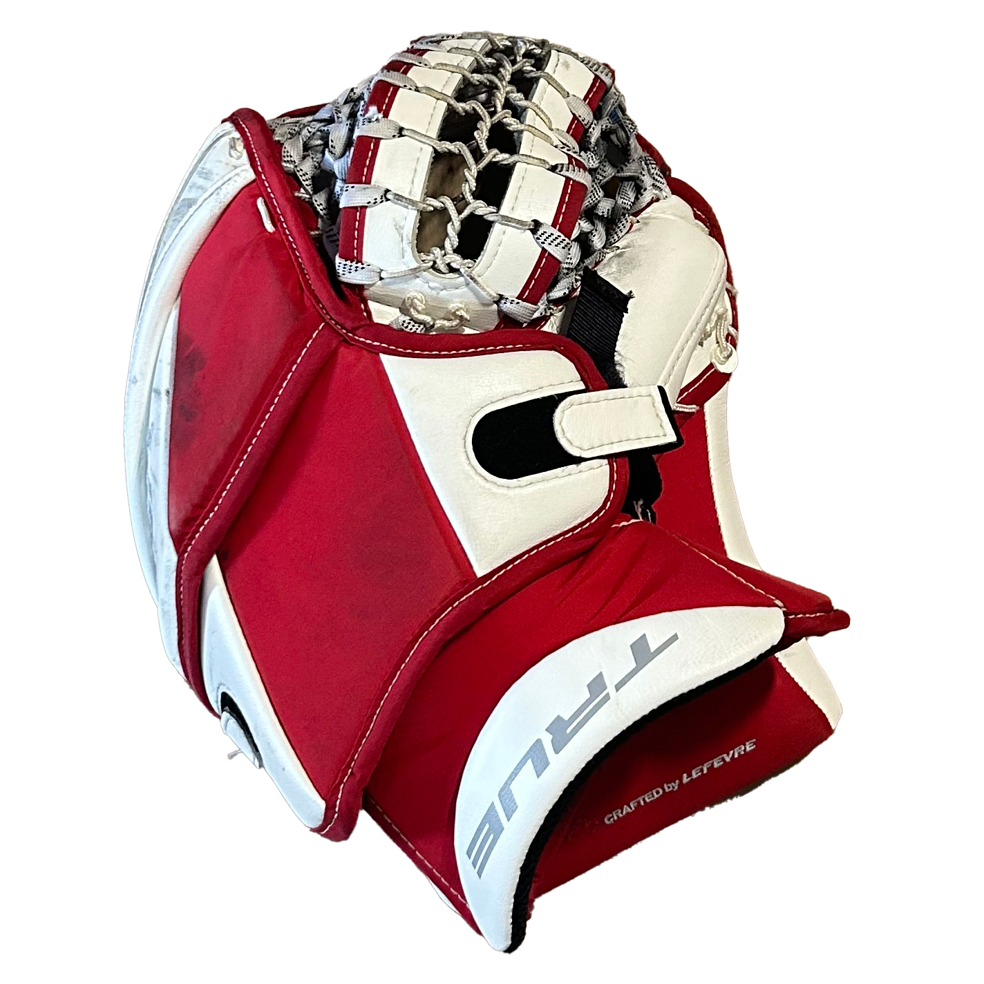 True L12.2 - Used Pro Stock Goalie Glove (White/Red/Grey)