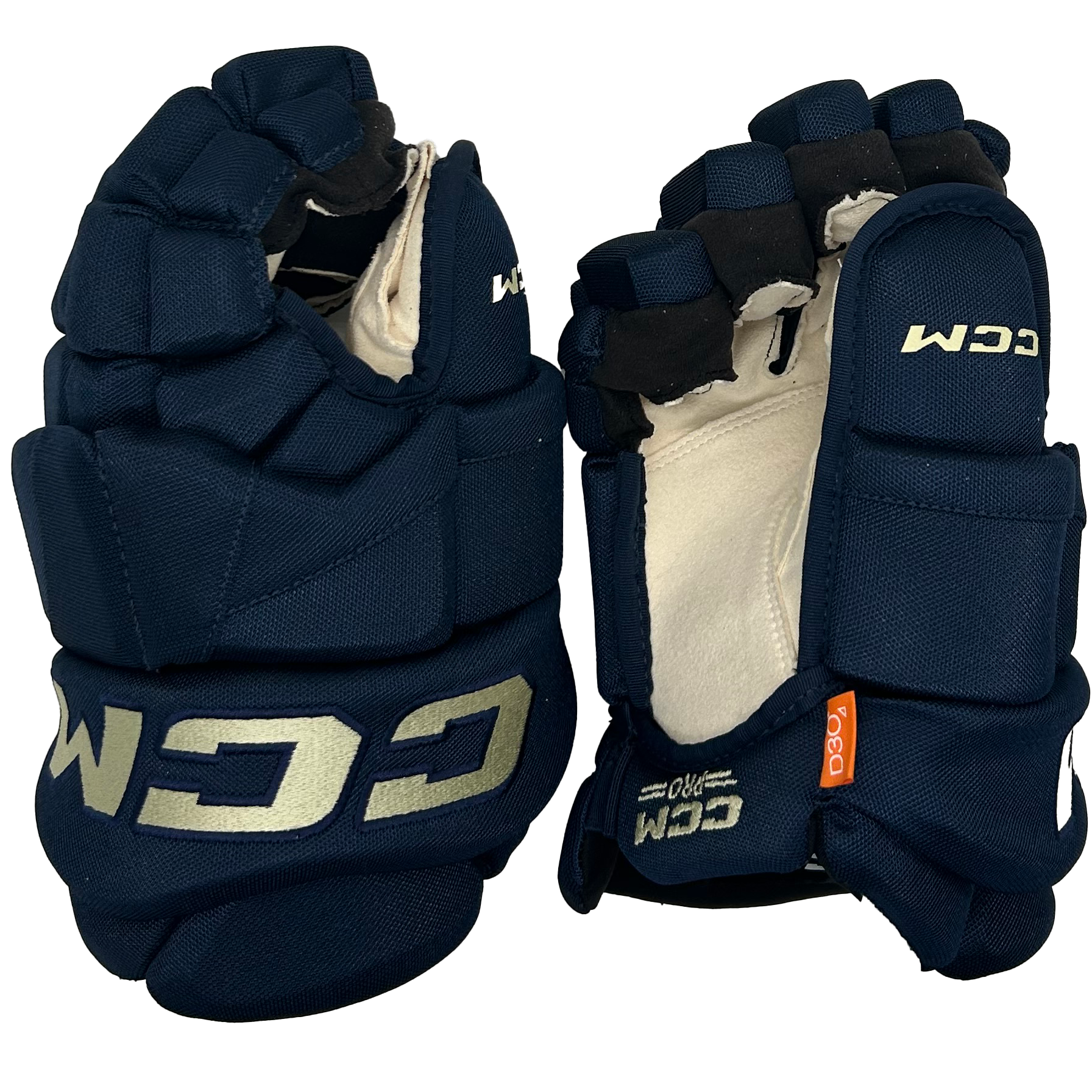 CCM HGTKXFSP - PWHL Pro Stock Glove - Montreal Victoires (Navy/Gold)