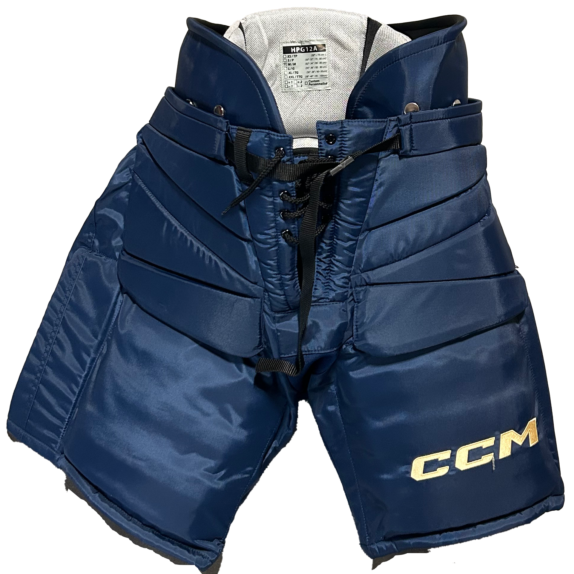 CCM HPG12A - Pro Stock Hockey Goalie Pants (Navy/Gold)