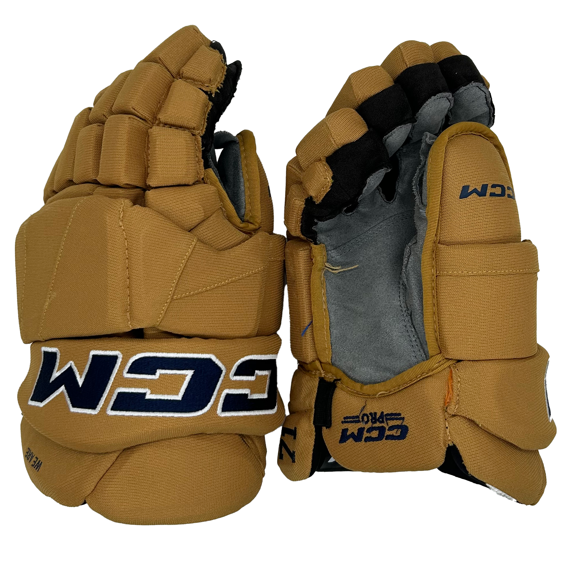 CCM HGTKXFSP - Used NCAA Pro Stock Hockey Glove (Gold)