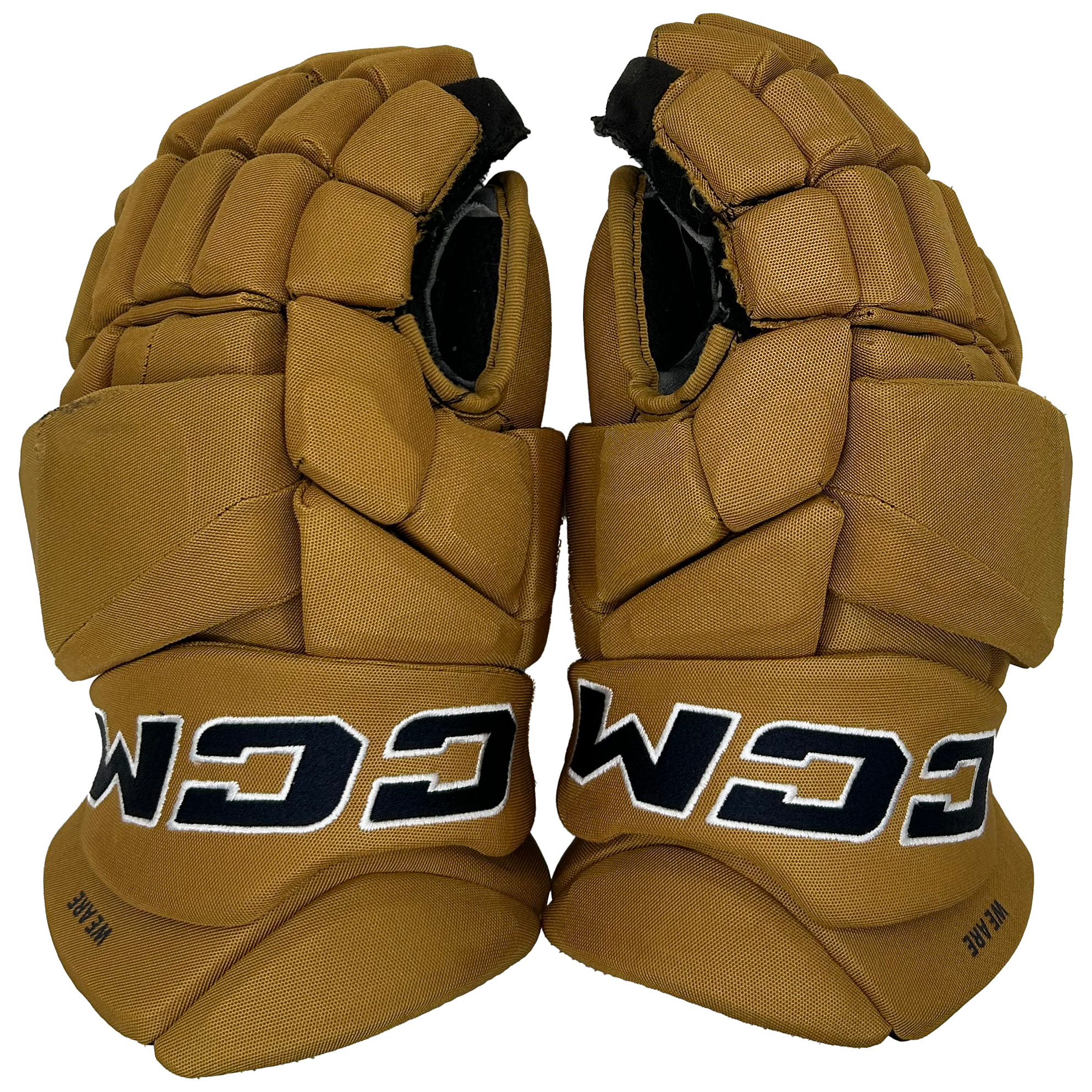 CCM Jetspeed FT8 Pro - Used NCAA Pro Stock Gloves (Gold/Navy)