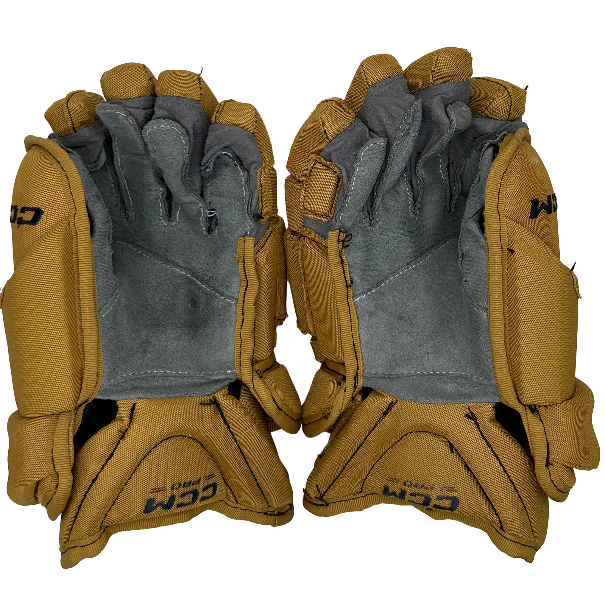 CCM HG12PP - Used NCAA Pro Stock Gloves (Gold/Navy)