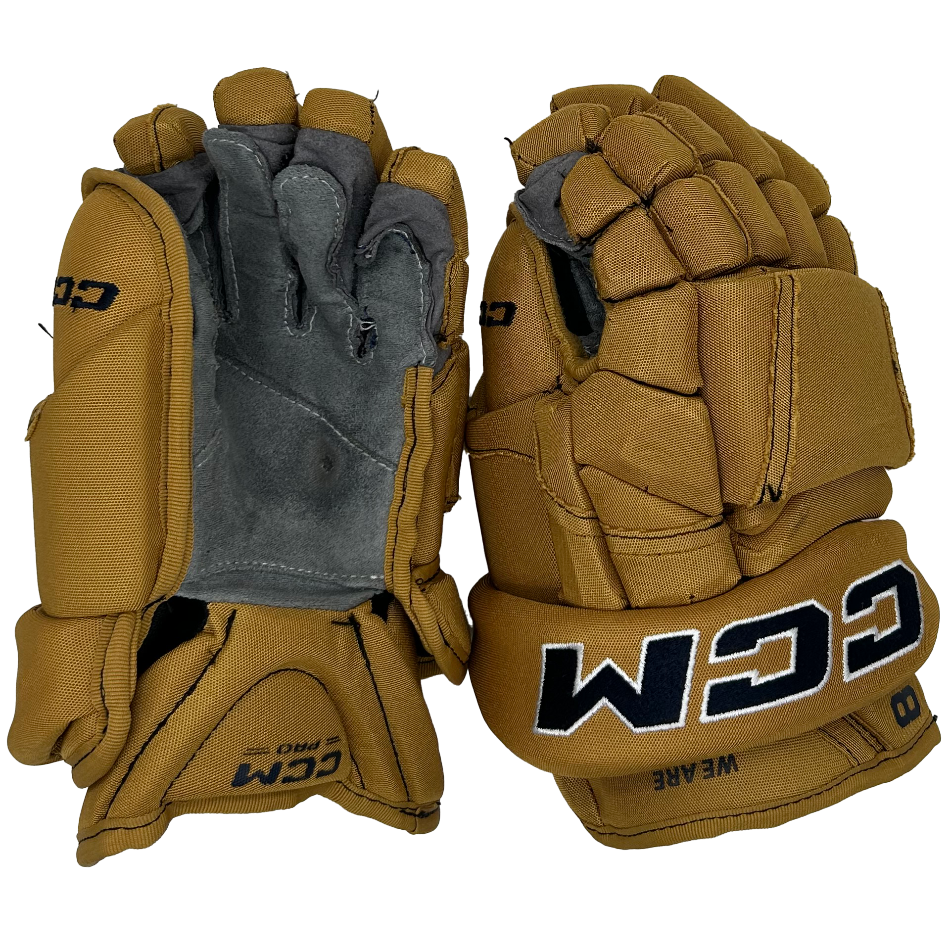 CCM HG12PP - Used NCAA Pro Stock Gloves (Gold/Navy)