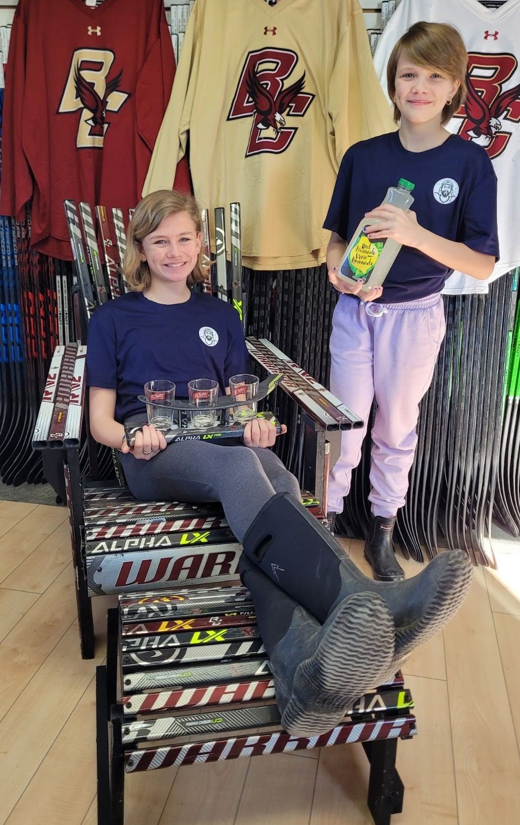 Boston College Hockey Stick Chair + Foot Rest + Flight Server Combo