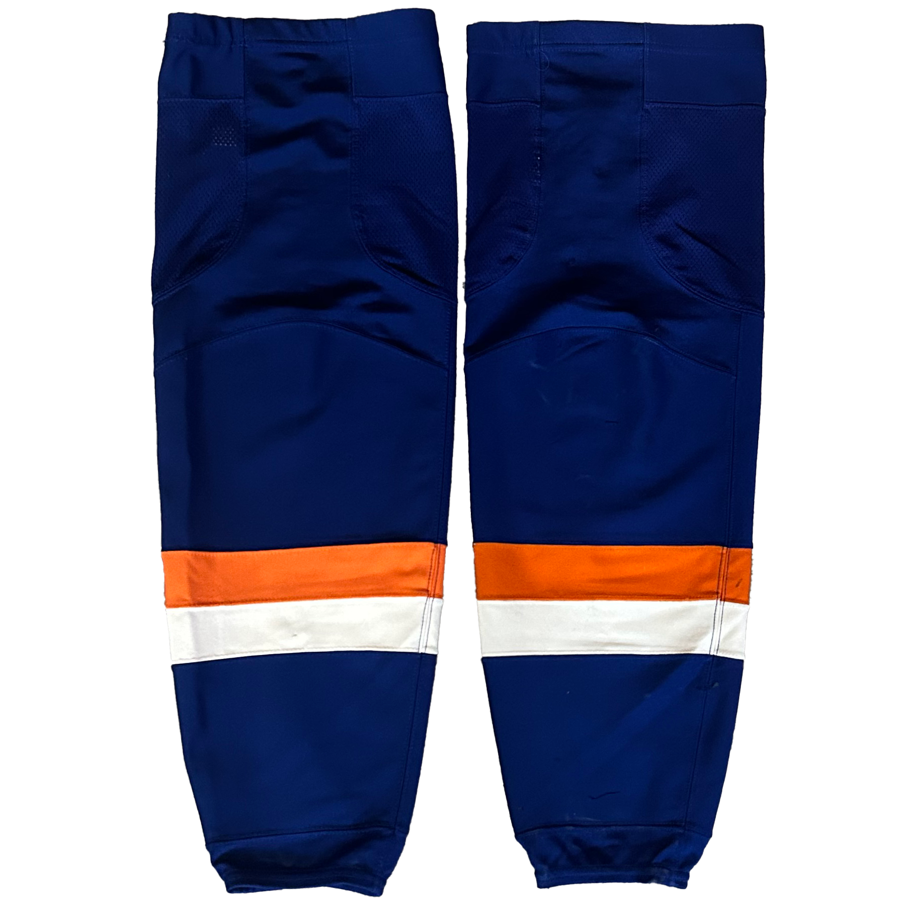 NHL - Used Adidas Pro Stock Hockey Socks - 2022-23 Alternate New York Islanders (Blue/Orange/White)