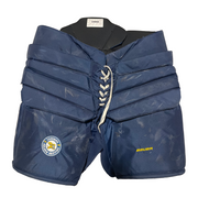 Bauer - Pantalon de gardien de but Pro Stock NCAA usagé (bleu marine/blanc/jaune)