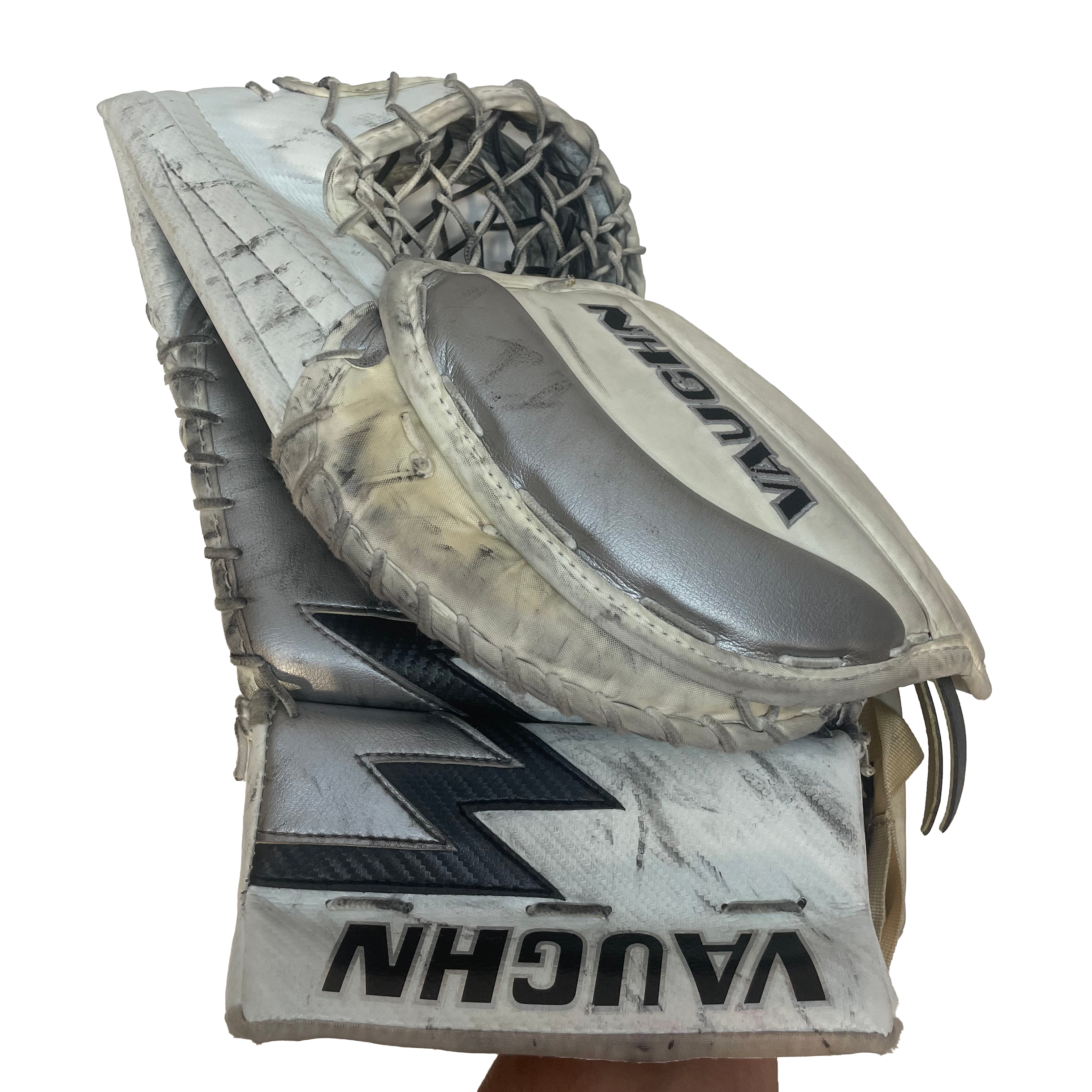 Vaughn Velocity VE8 Pro Carbon - Used Pro Stock Goalie Set (White/Black/Silver)