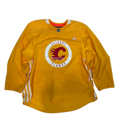 NHL Calgary Flames Used Adidas Practice Jersey (Yellow)