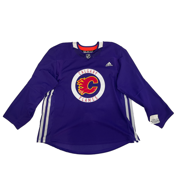 NHL Calgary Flames New Adidas Practice Jersey Purple HockeyStickMan