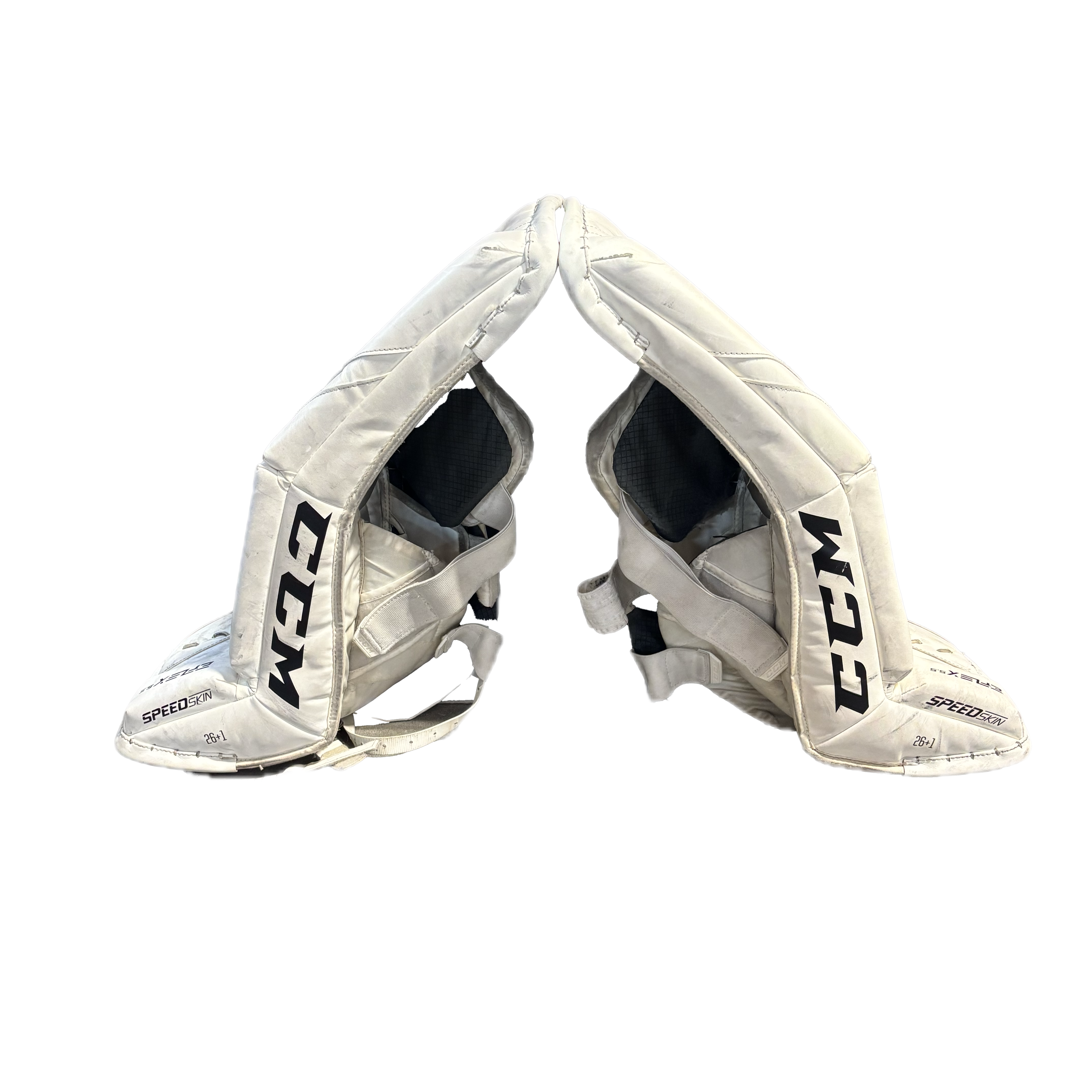 CCM Extreme Flex 5.5 - Used Junior Goalie Pad Set (White)