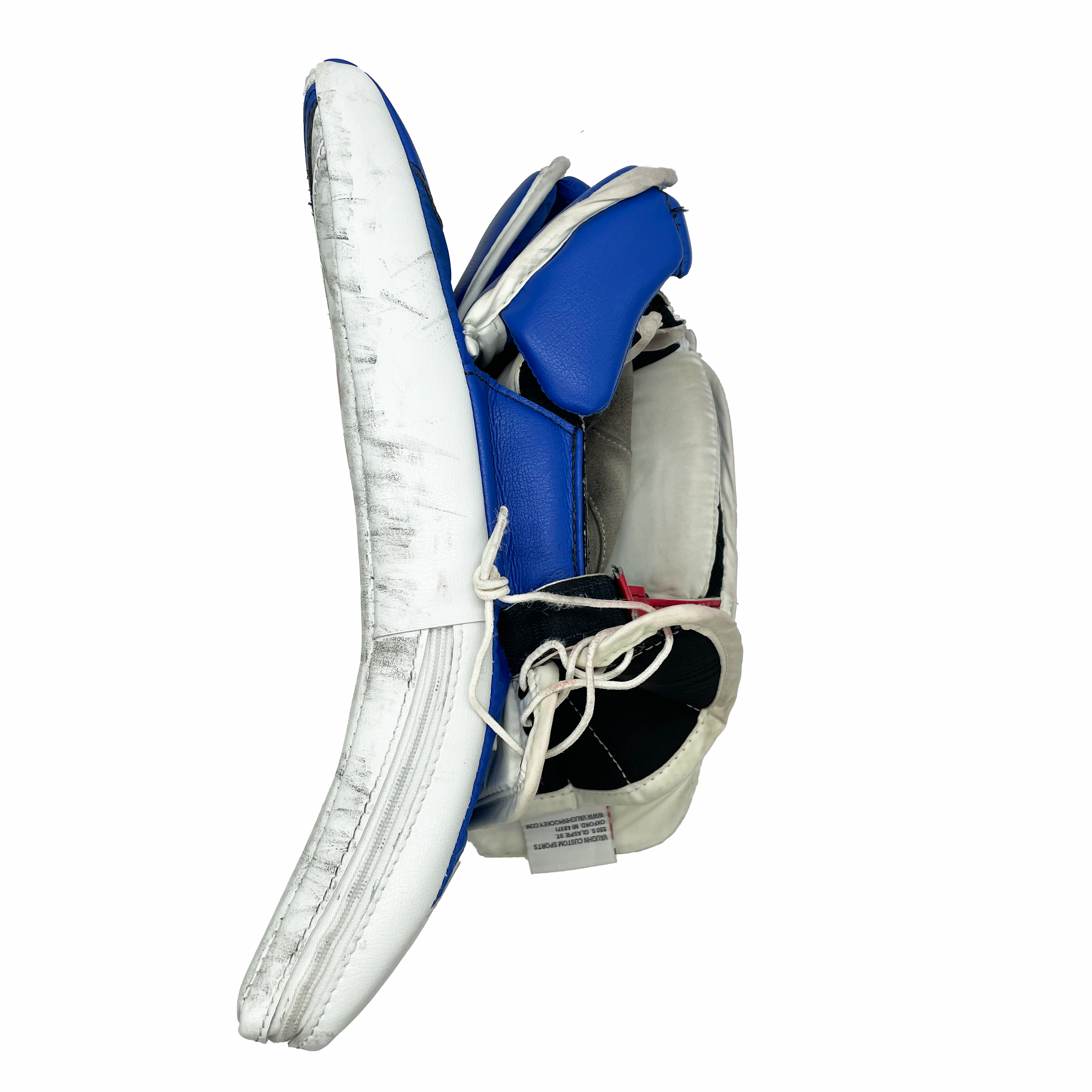 Vaughn Ventus SLR3 - Used Pro Stock Goalie Blocker (White/Blue)