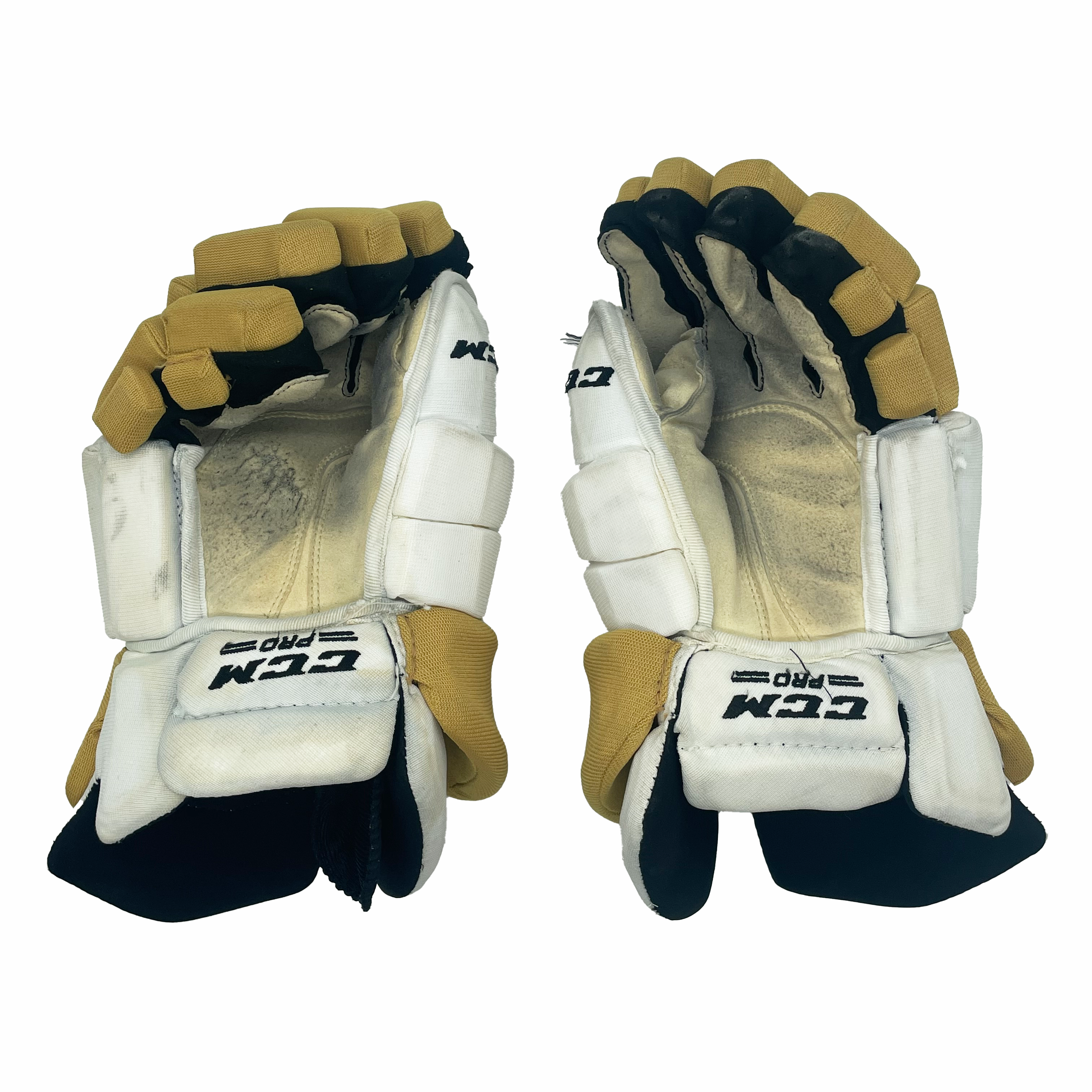CCM HGTKPP - Used NHL Pro Stock Hockey Glove - Vegas Golden Knights (White/Gold)