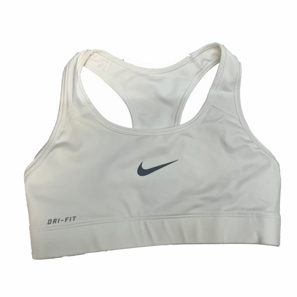 white nike pro sports bra