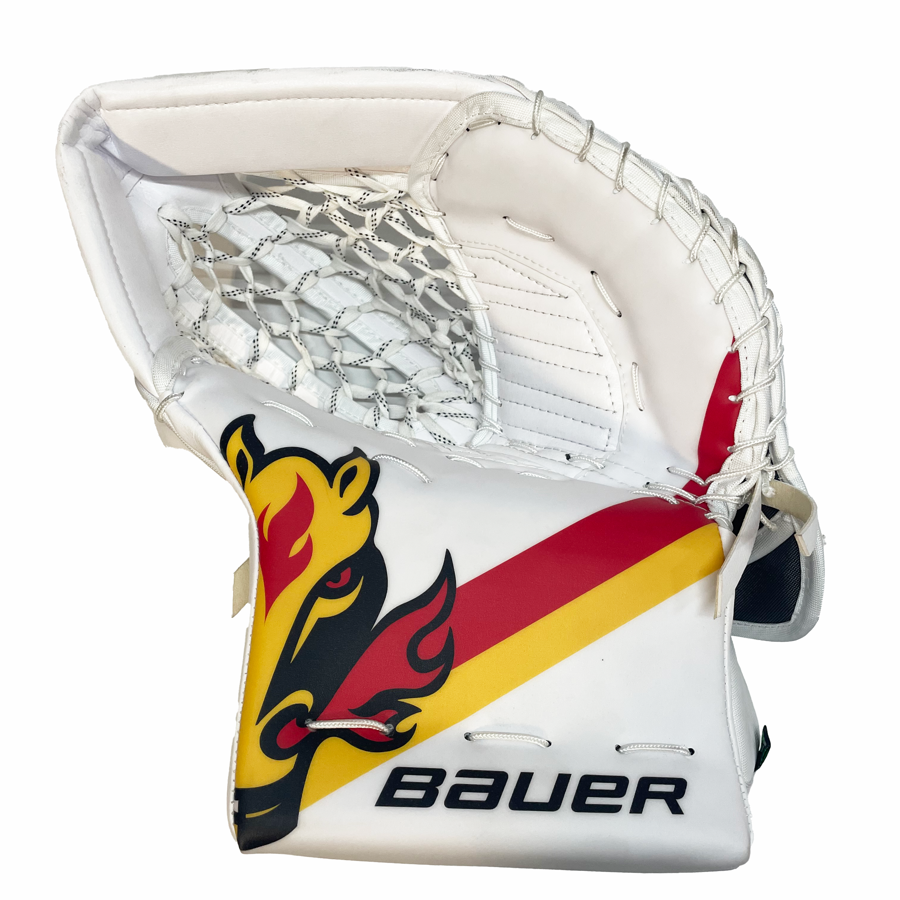 Bauer Vapor Hyperlite 2 - NHL Pro Stock NHL Goalie Glove - Dan Vladar (White/Red/Yellow)