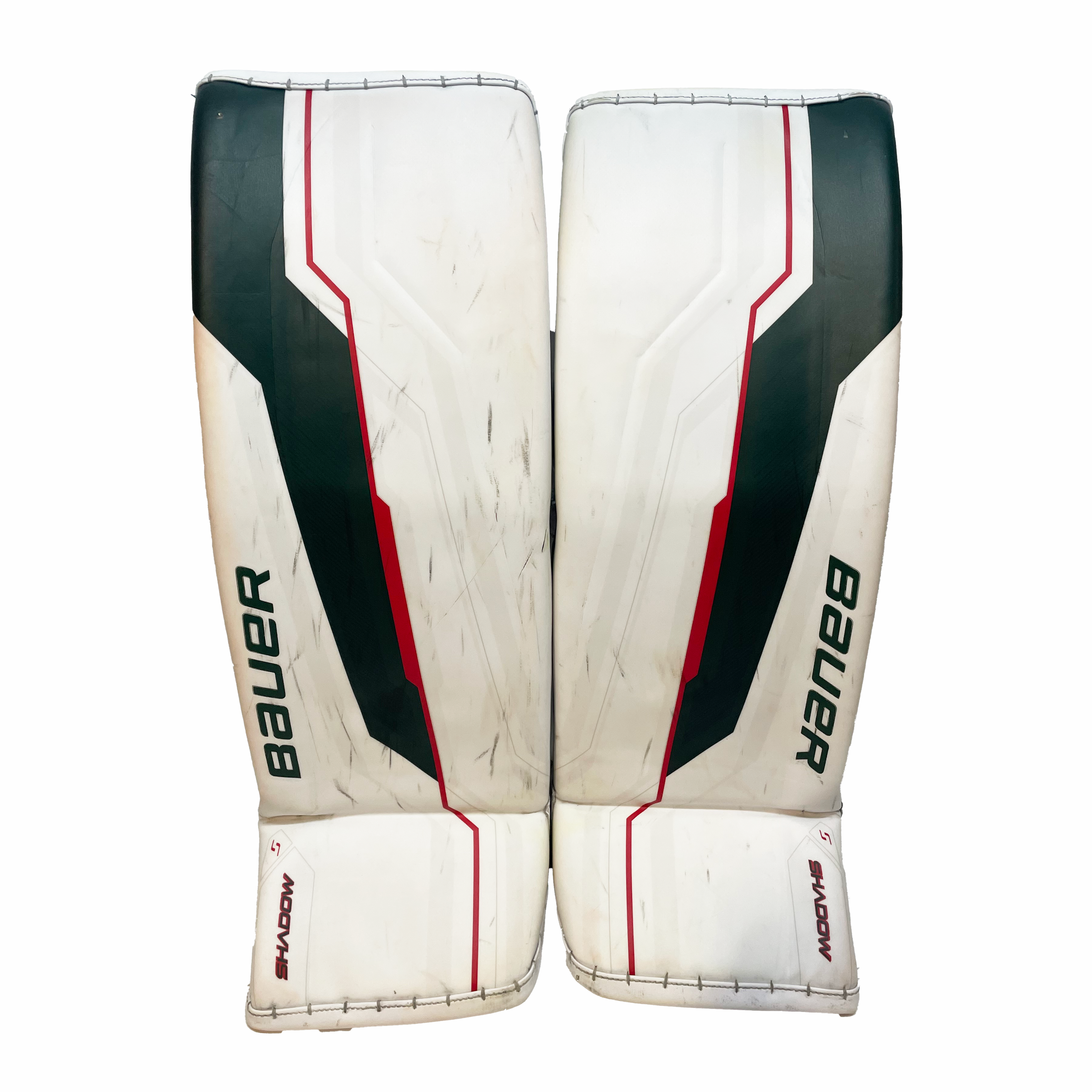 Bauer Supreme Shadow - Used Pro Stock Goalie Pads (White/Green/Red)