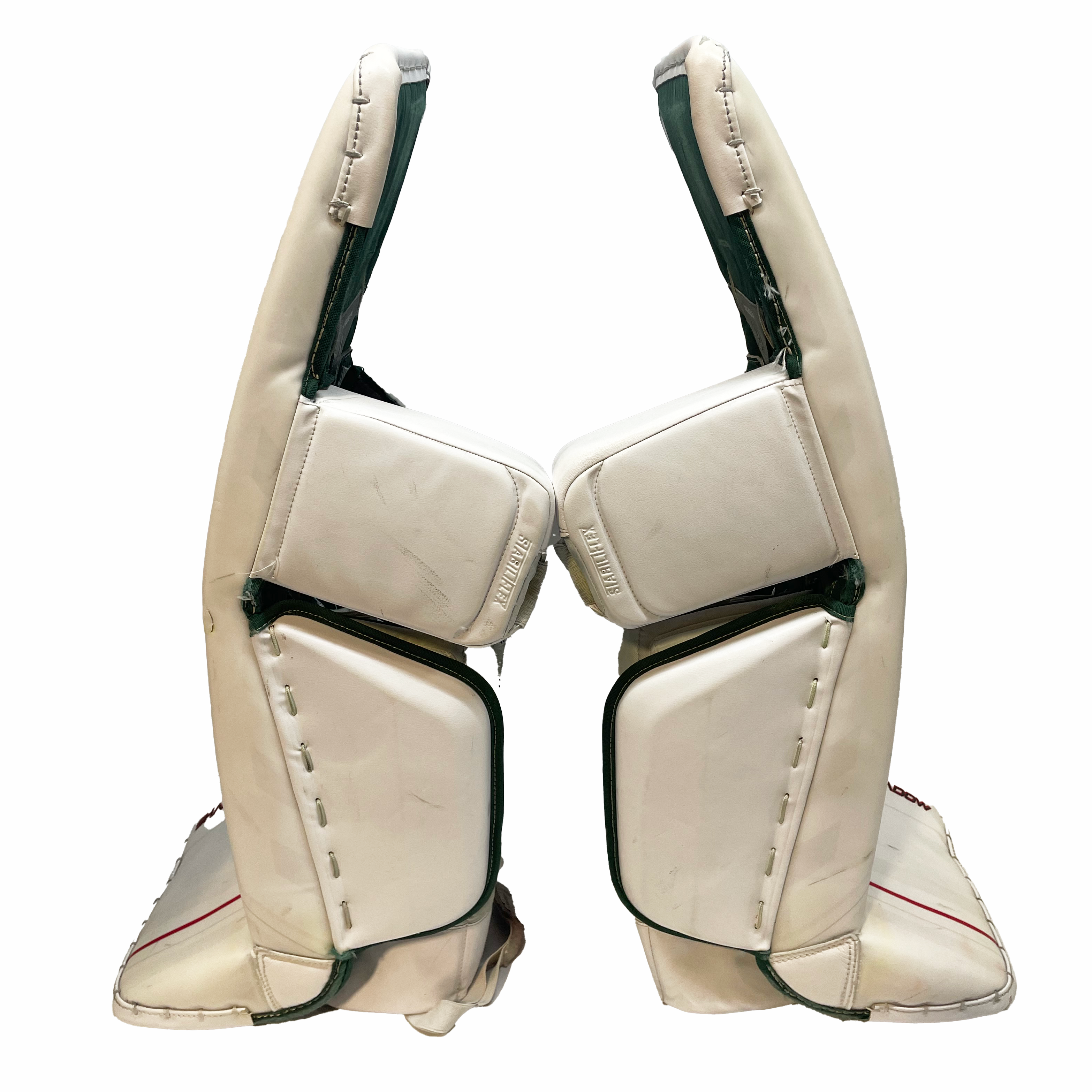 Bauer Supreme Shadow - Used Pro Stock Goalie Pads (White/Green/Red)
