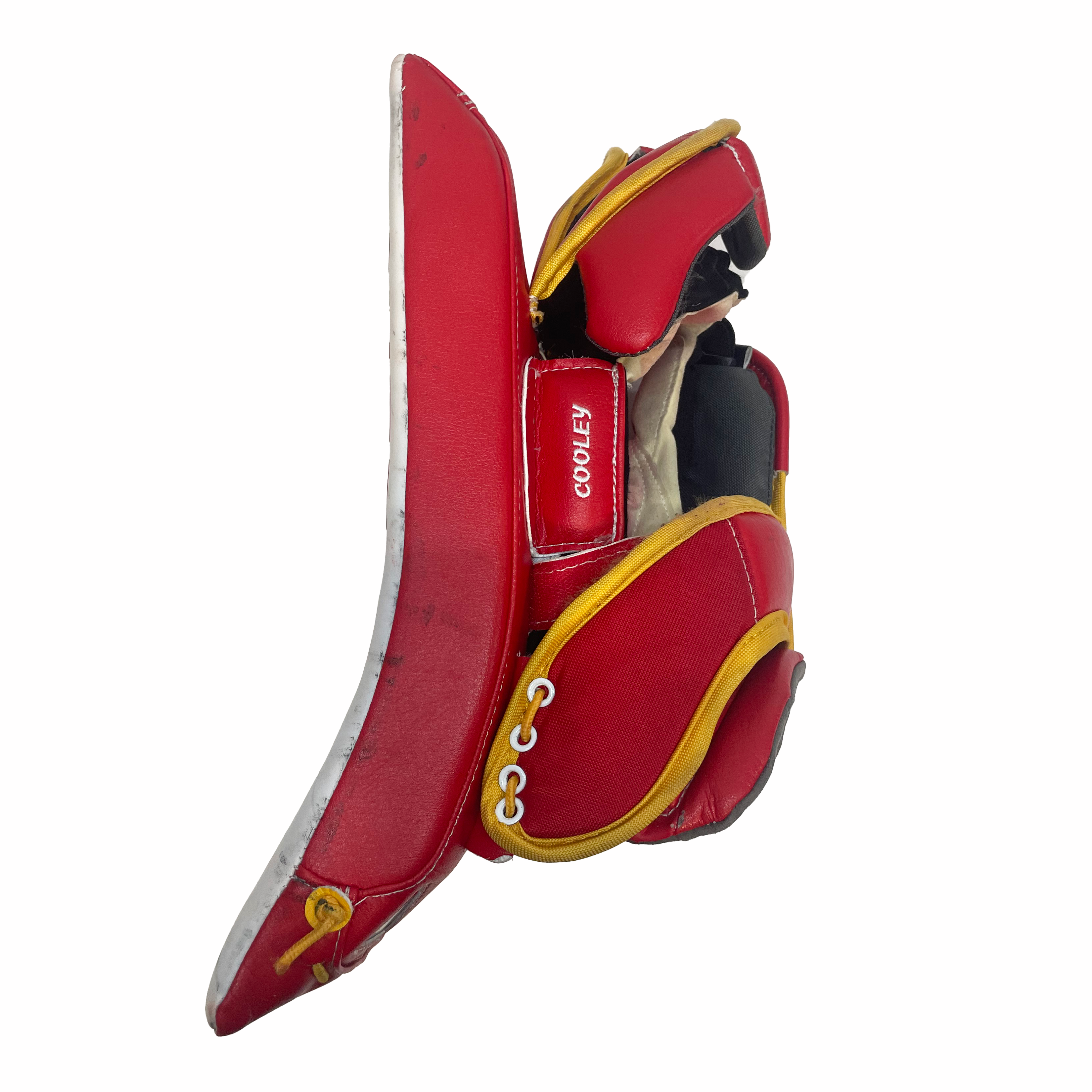 Bauer Supreme Shadow - Used Pro Stock Goalie Blocker (White/Red/Yellow)