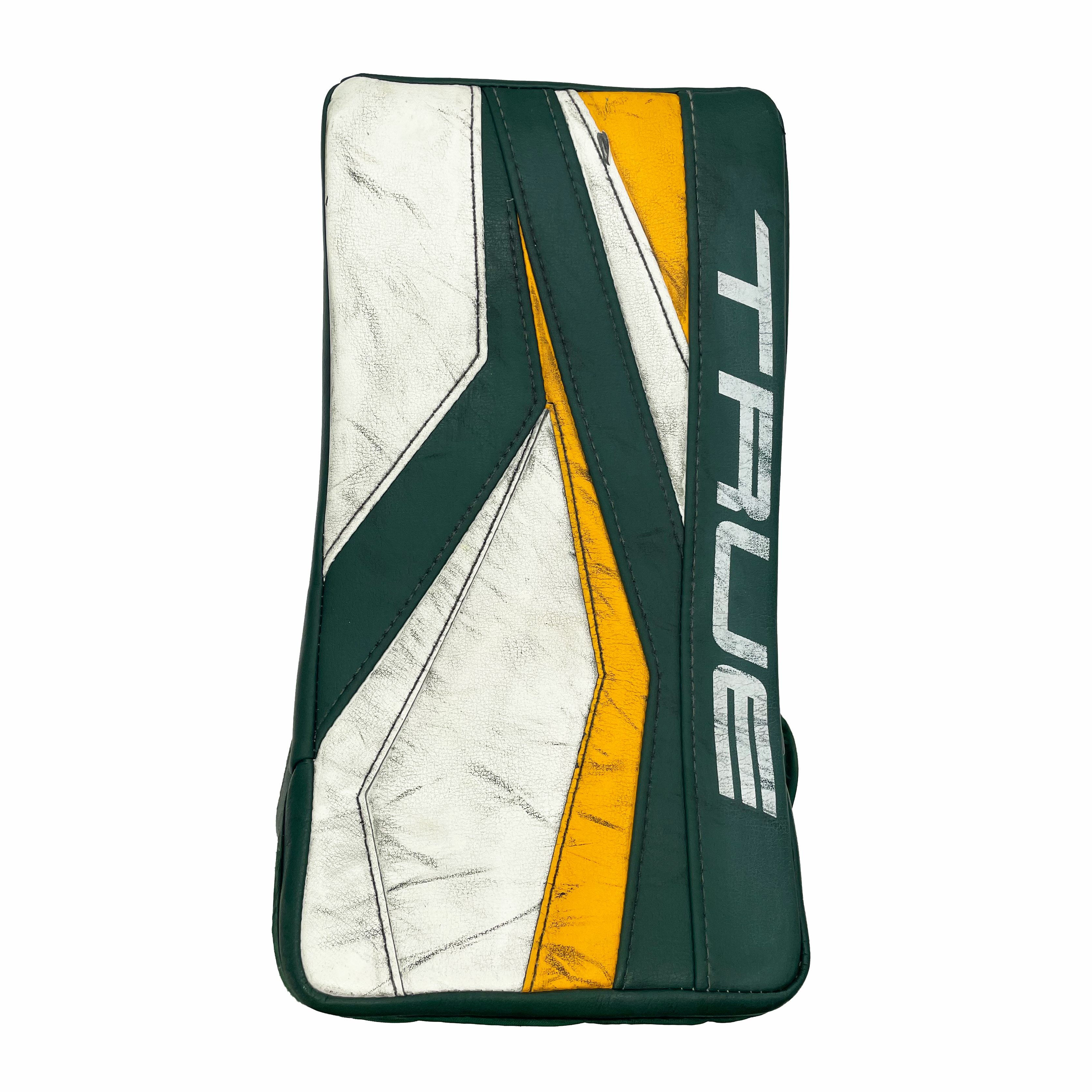 True L12.2 - Used Pro Stock Goalie Blocker (Green/Yellow/White)