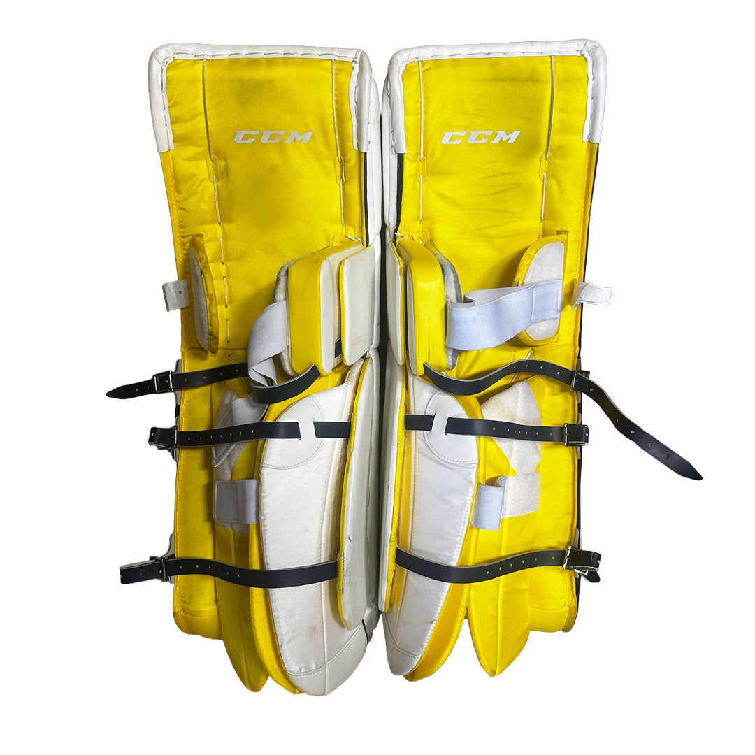 CCM Extreme Flex 4 - Used Pro Stock Goalie Pads (White/Navy/Gold)