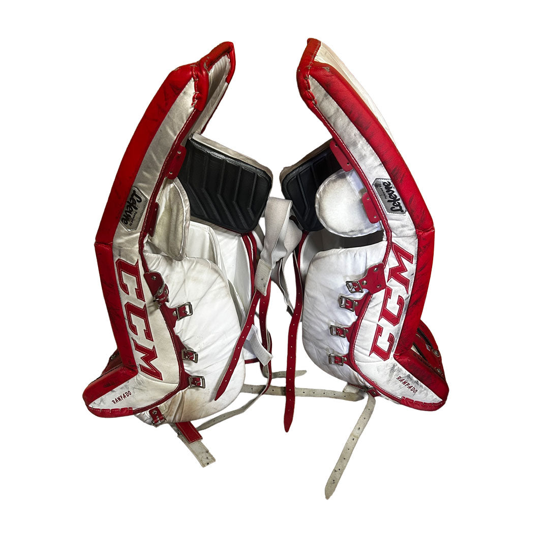 CCM Premier II - Used Pro Stock Goalie Pads (White/Red/Black) #2