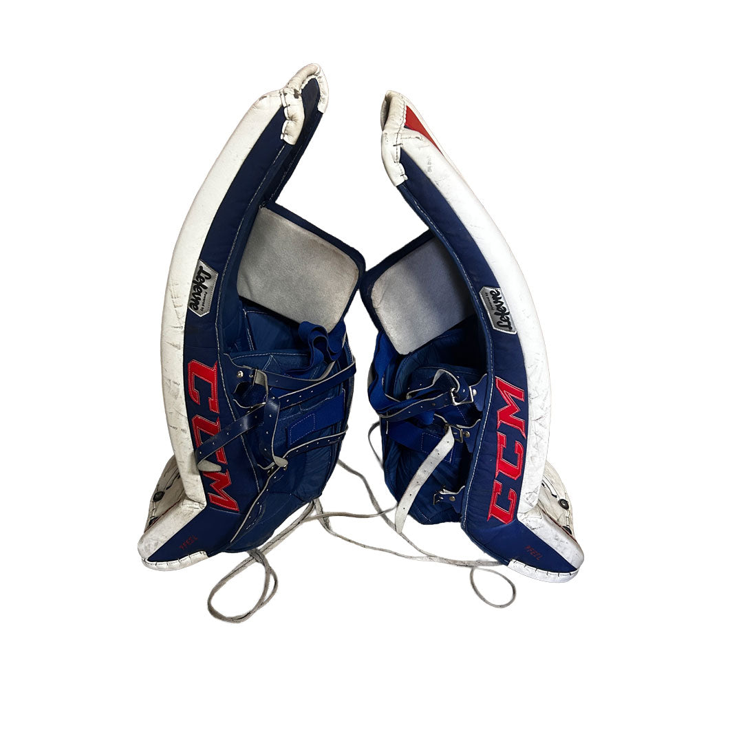 CCM Premier II - Used Pro Stock Goalie Pads (White/Blue/Red)
