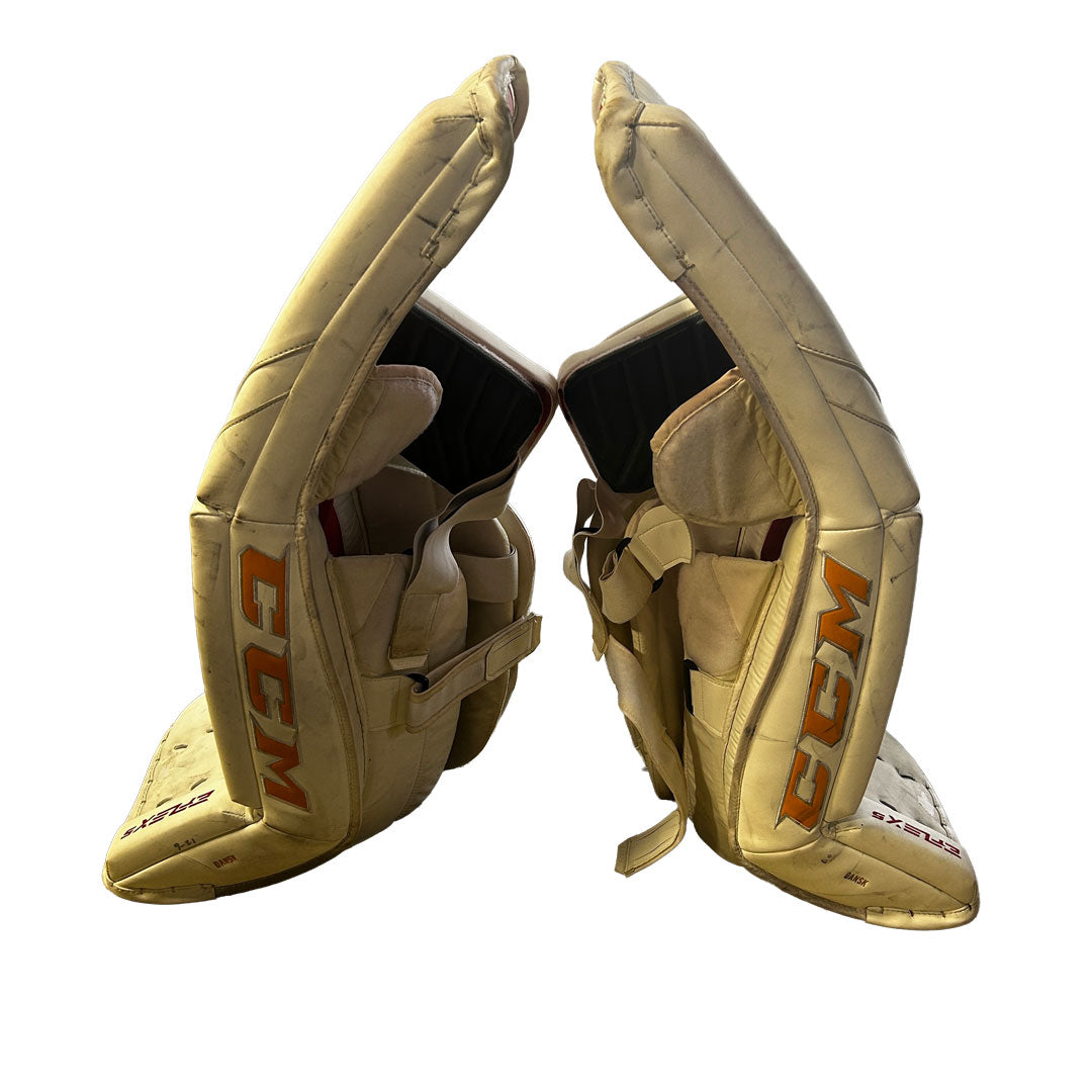 CCM Extreme Flex 5 - Used Pro Stock Goalie Full Set (White/Red/Yellow)