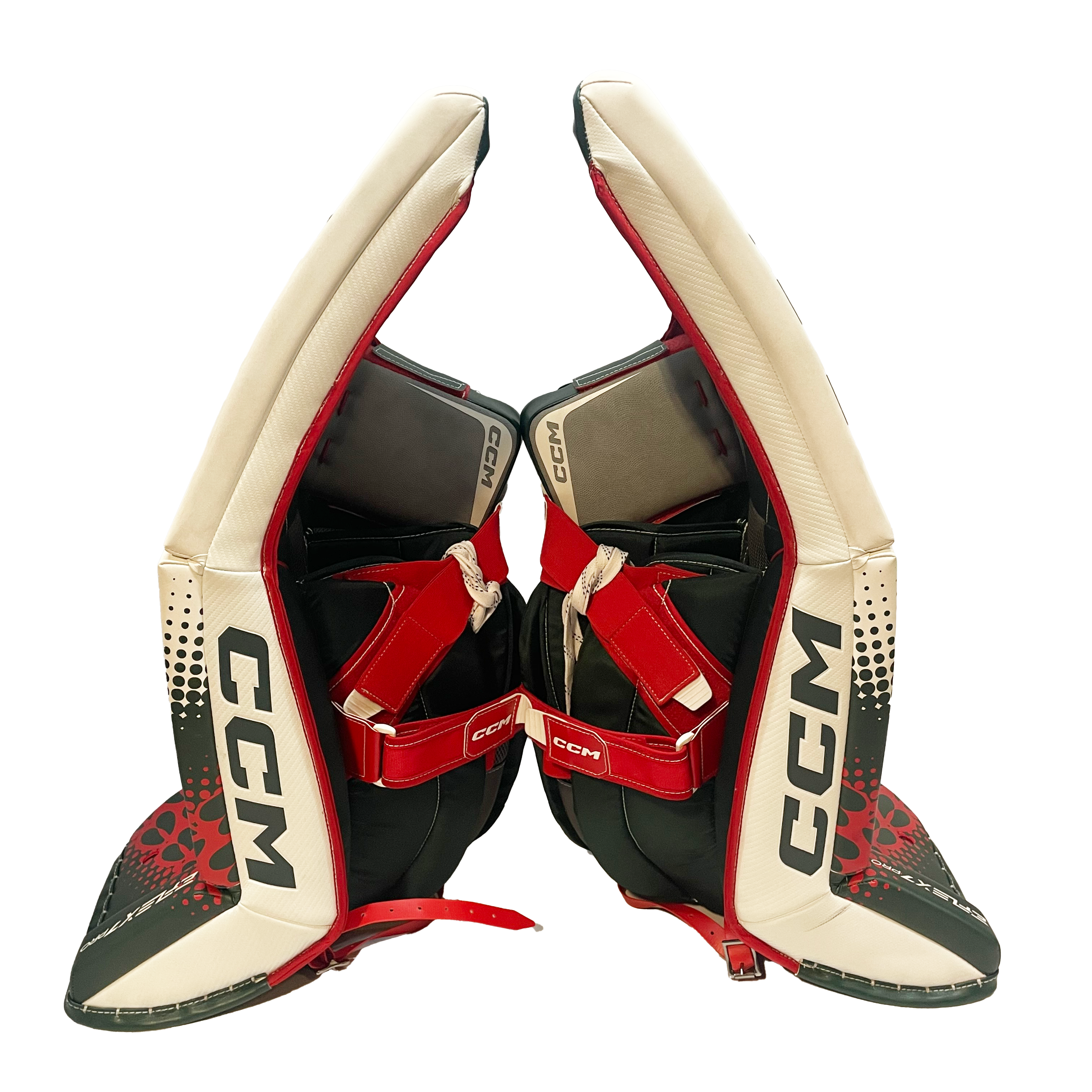 CCM Extreme Flex 7 Pro - CHL Pro Stock Goalie Pads (White/Red/Green)