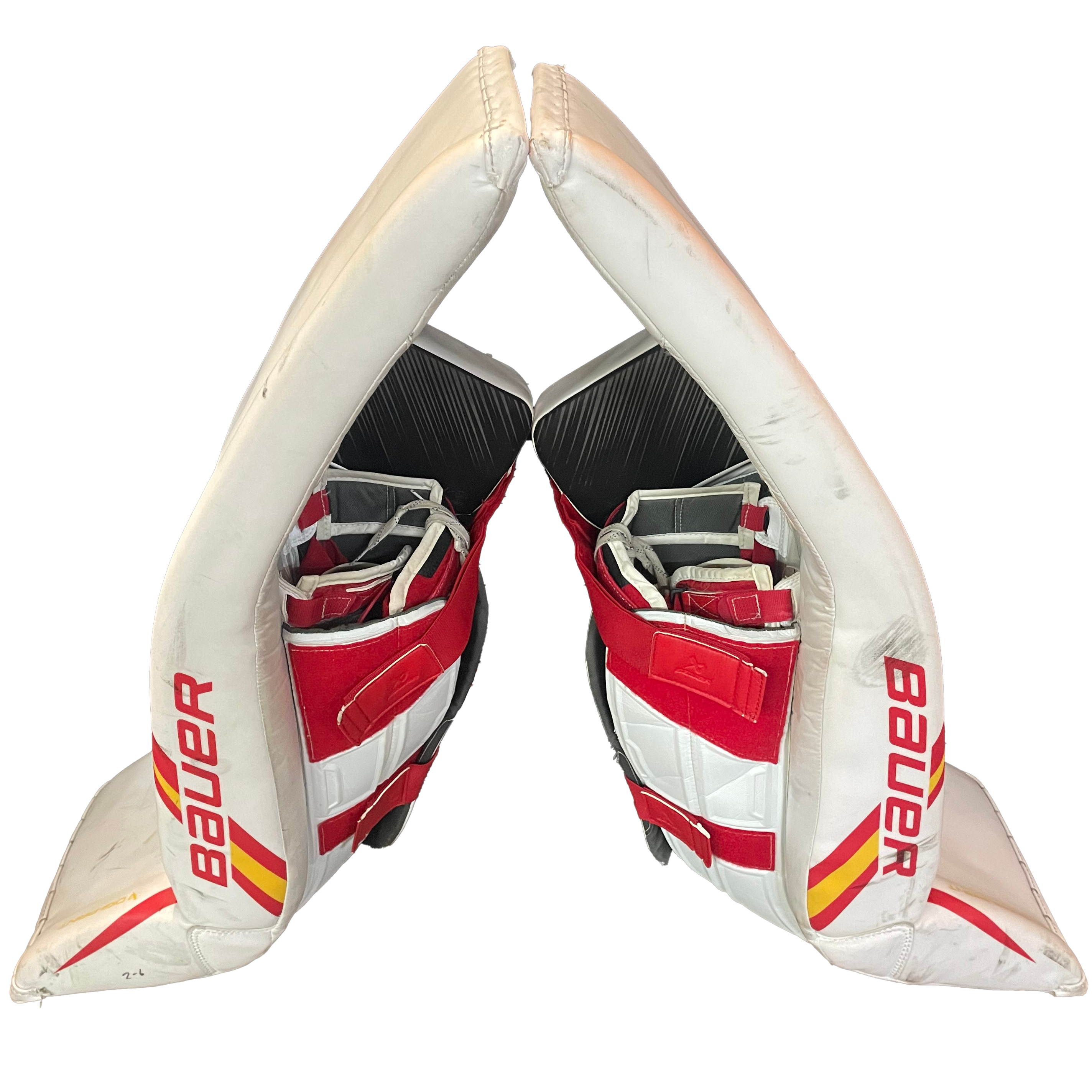 Bauer Vapor Hyperlite 2 - Used Pro Stock Goalie Full Set (White/Red/Yellow)
