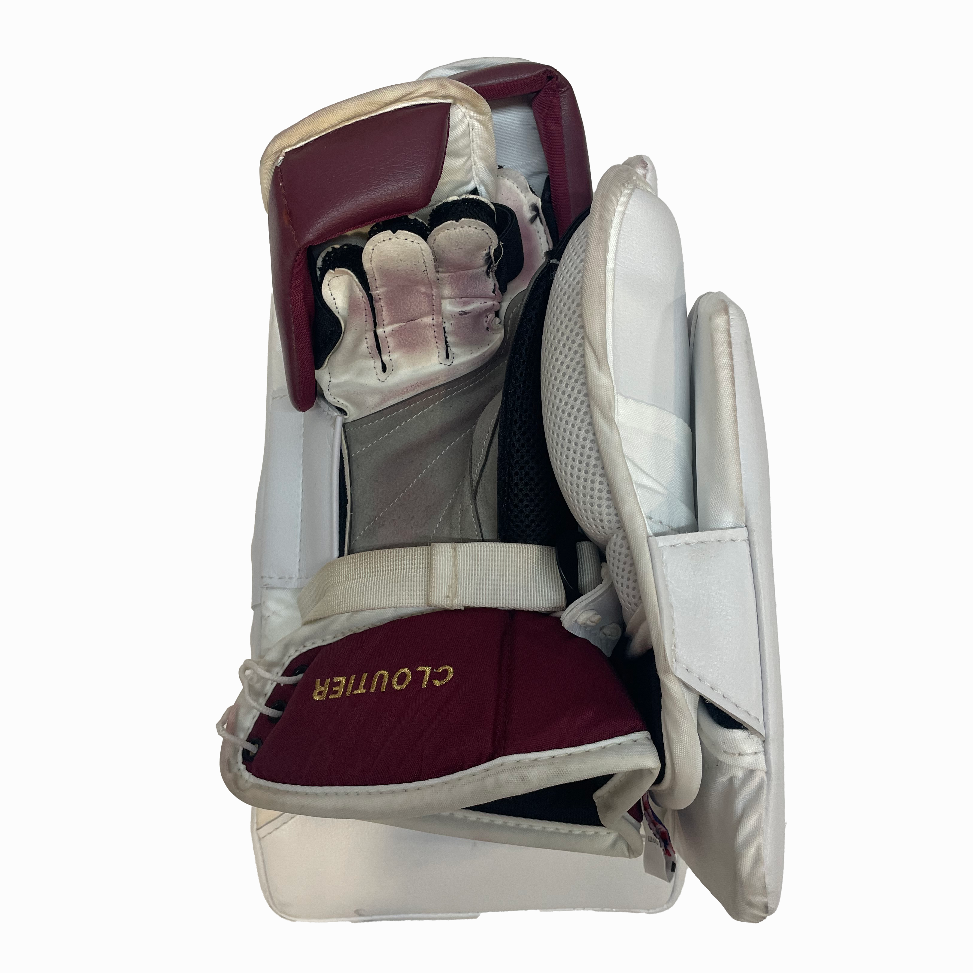 Vaughn Velocity VX1 - Used Pro Stock Goalie Blocker (White/Maroon)