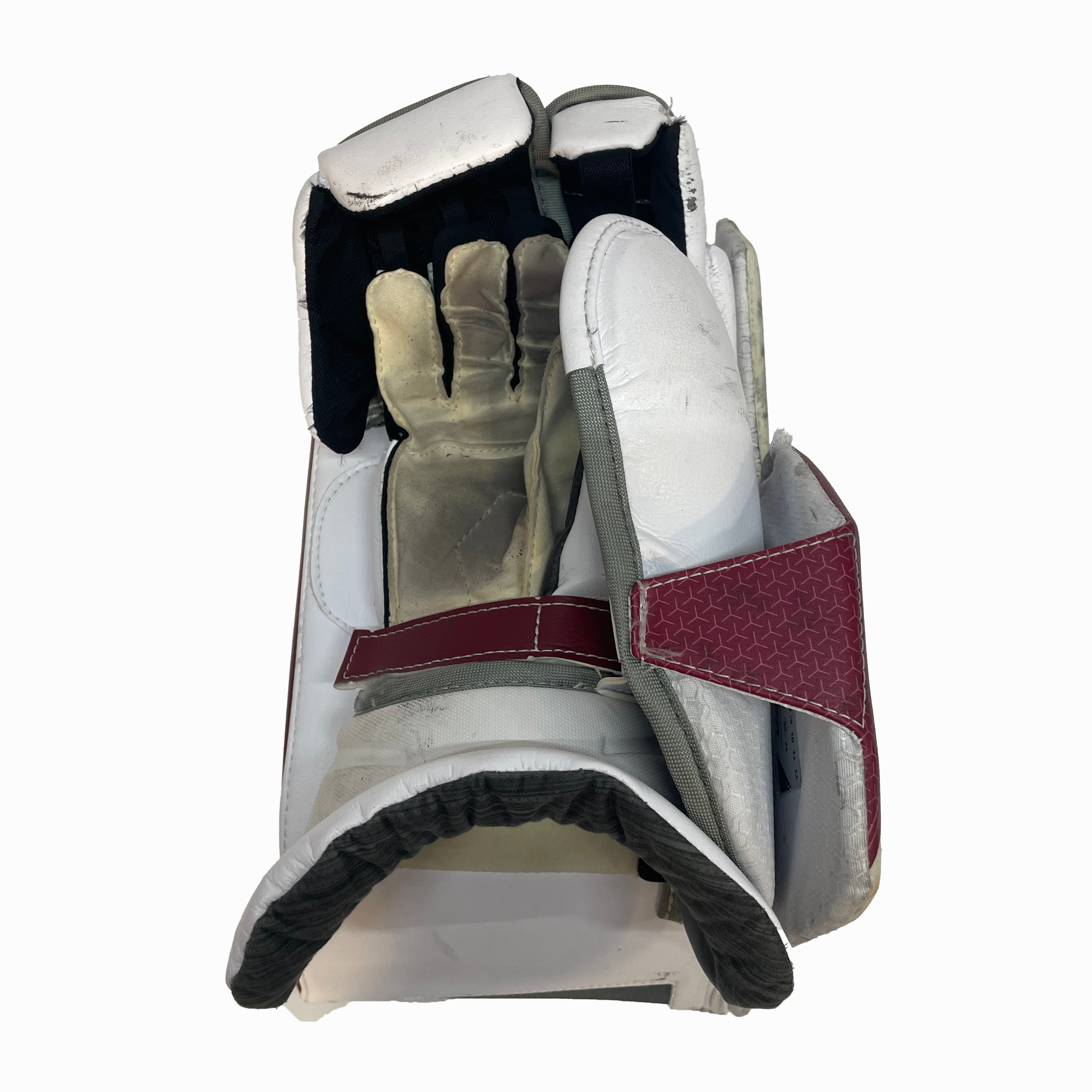 Bauer Supreme Ultrasonic - Used Pro Stock Goalie Blocker (White/Maroon)