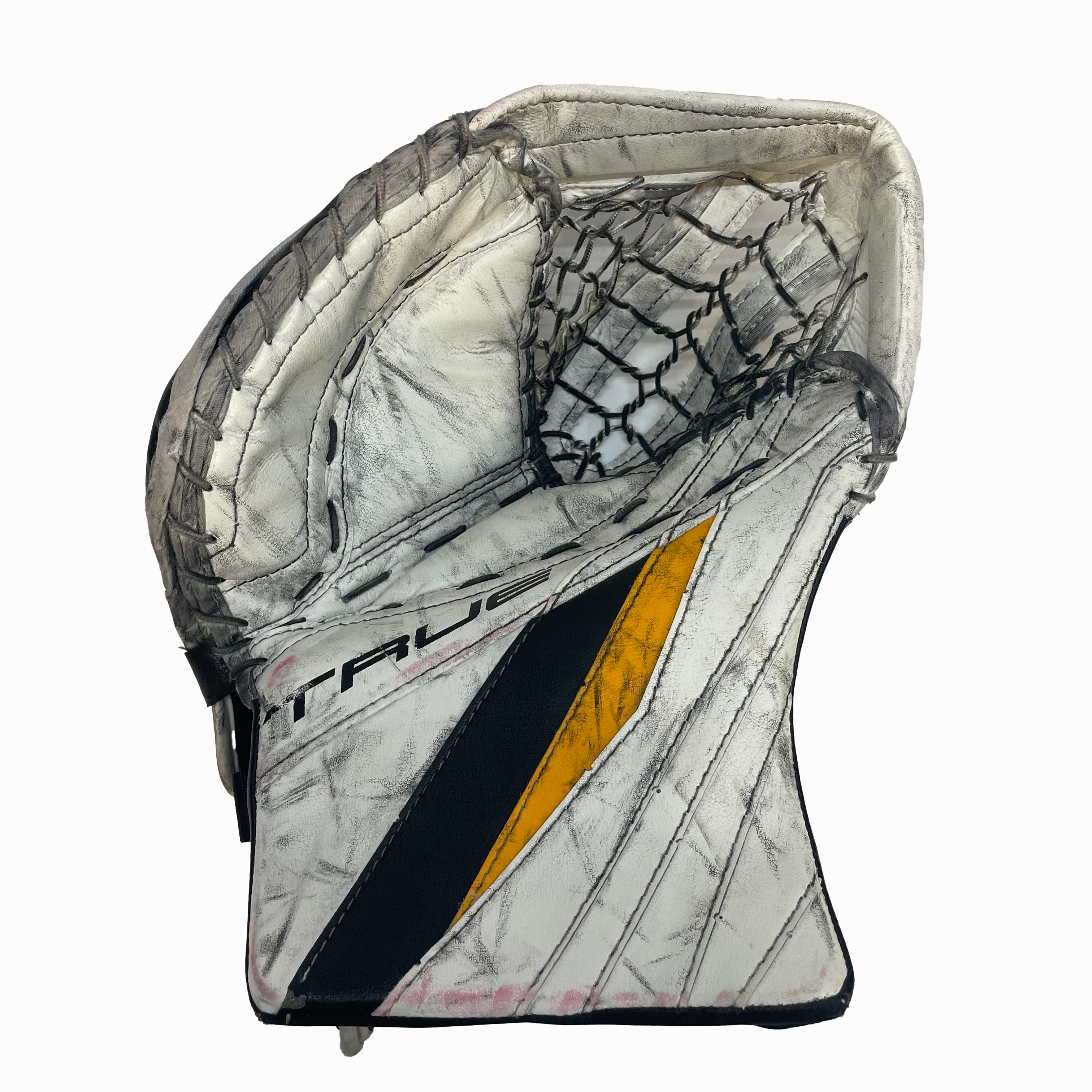TRUE L20.2 - Used Full Right Pro Stock Goalie Full Set (White/Yellow/Black)