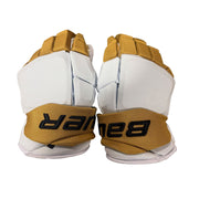 Bauer Supreme Ultrasonic - NHL Pro Stock Hockey Gloves - Brendan Brisson (White/Gold/Black)