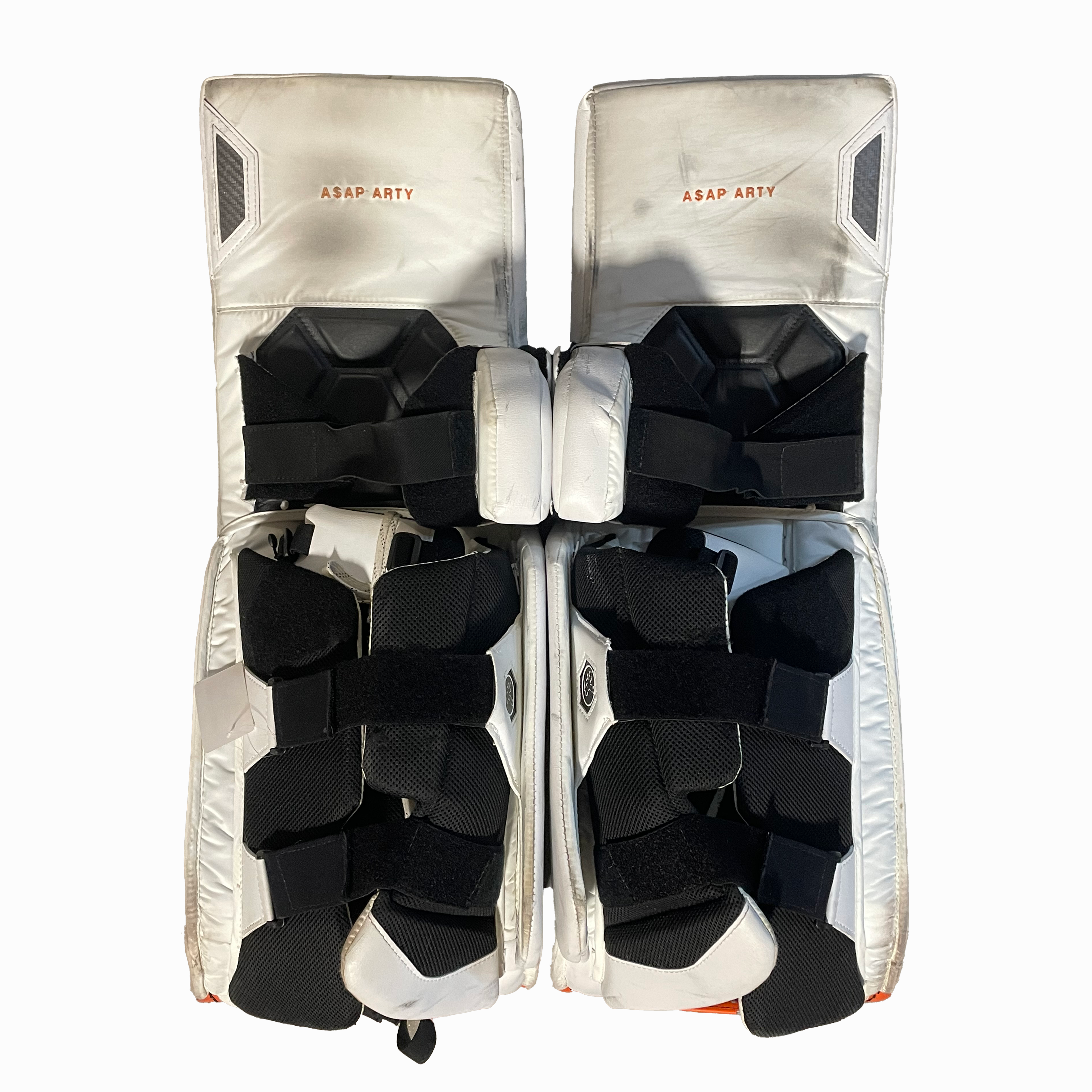 Vaughn Ventus SLR3 - Used Pro Stock Goalie Pads (White/Orange/Black)