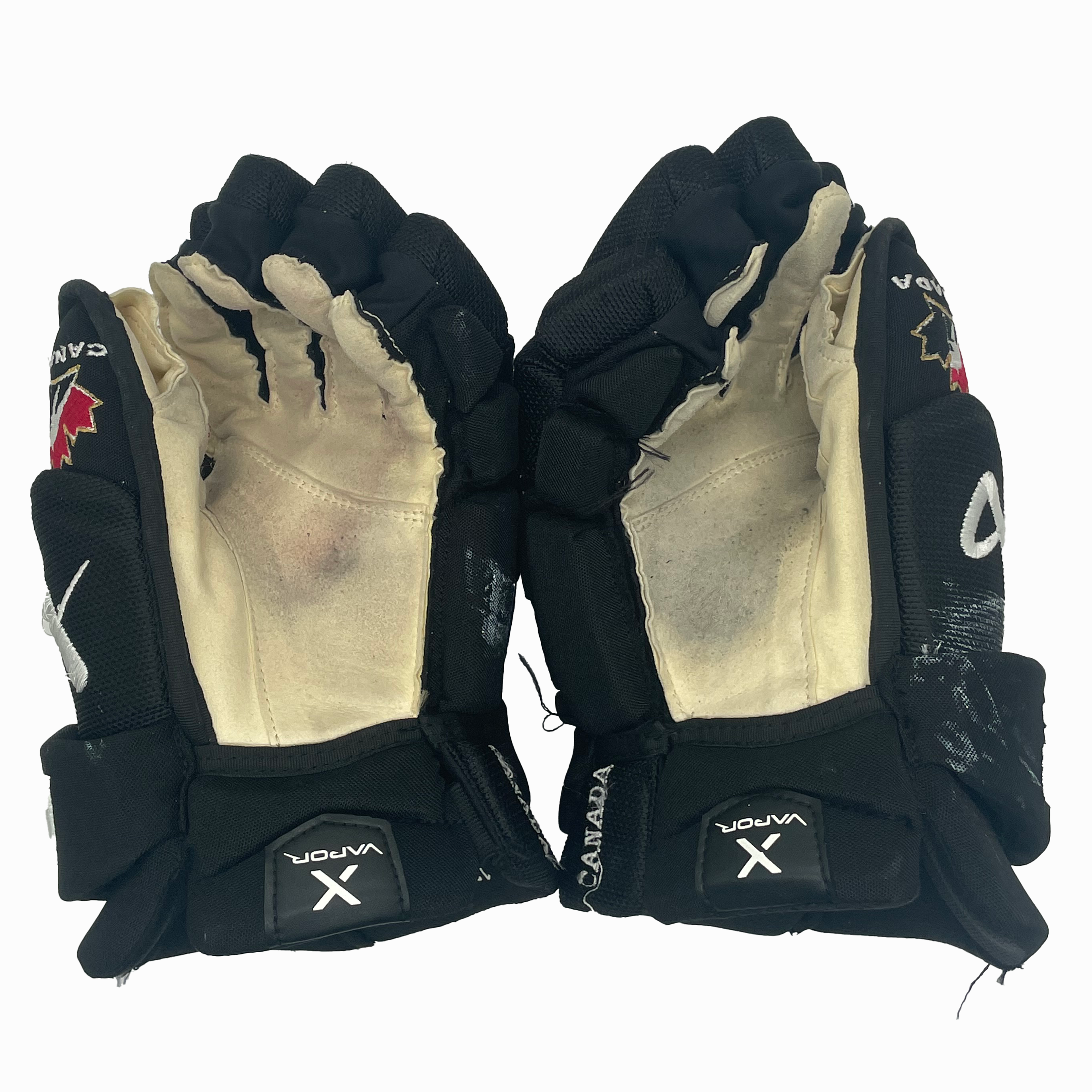 Bauer Vapor Hyperlite - Used Team Canada Pro Stock Hockey Gloves (Black/Red/White)